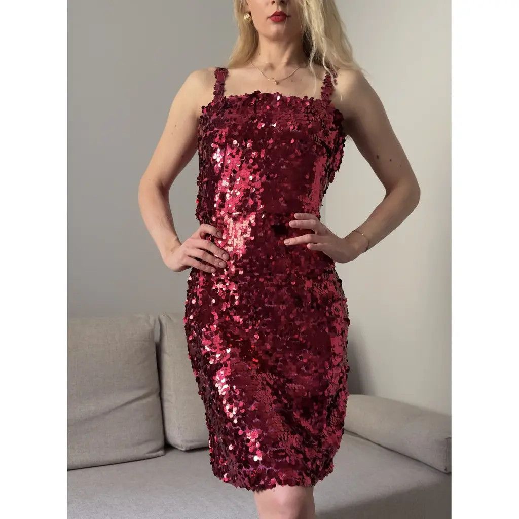 Dolce & Gabbana Dolce & Gabbana Red Sequin Bodycon Cocktail Dress Size IT 46 Size L / US 10 / IT 46 - 1 Thumbnail