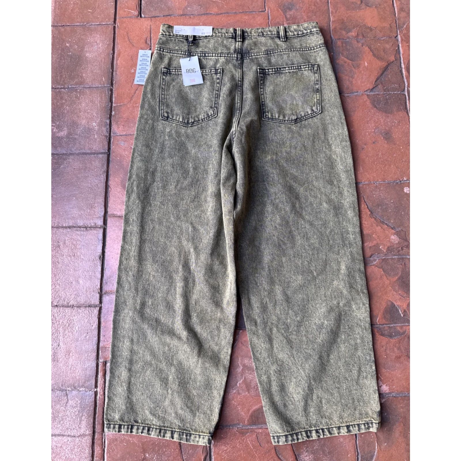 Bdg NWT BDG Baggy Oversized Denim Jean Men's Medium Green Denim Wide-Leg Casual Grunge Skater Pockets Badge Logo Zipper Button Size US 31 - 2 Thumbnail