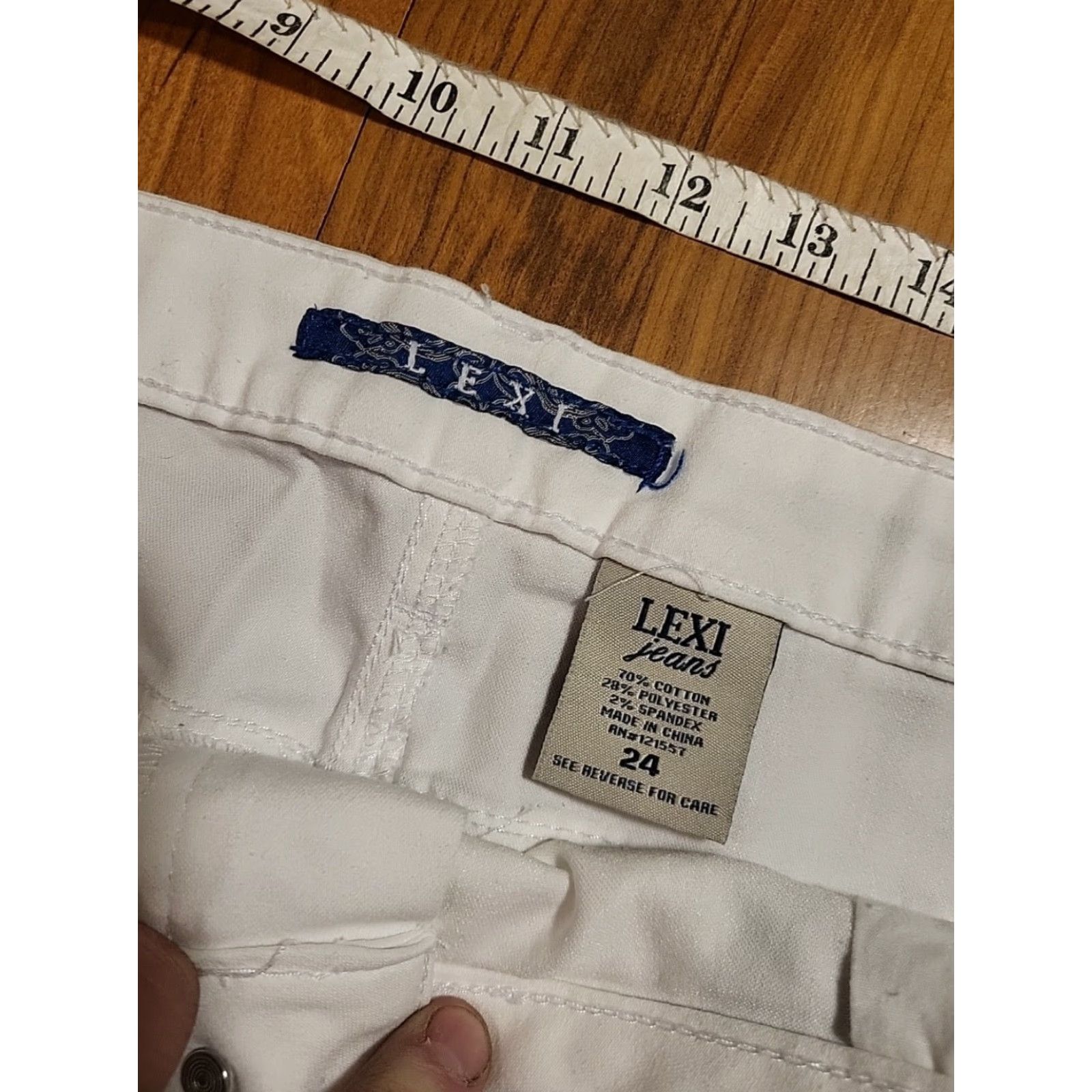 Denime Lexi Denim Skirt 24 Plus White Stretch NWT Cotton/ Poly/ Spandex Women Size 42" / US 20 - 6 Thumbnail