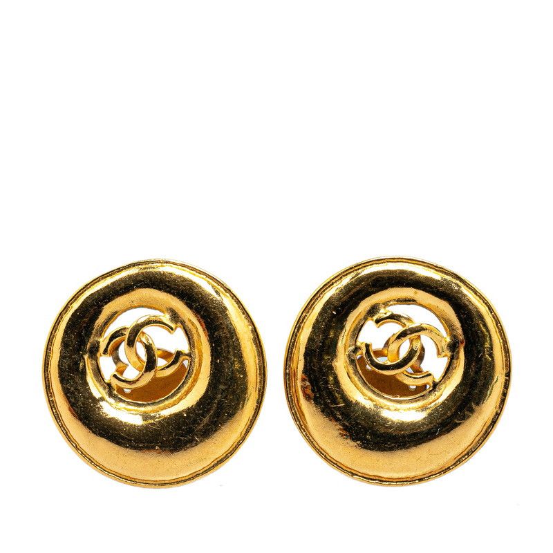 Chanel Chanel Chanel Vintage Coco Mark Earrings Gold Plated Metal Earrings in Great Condition Size ONE SIZE - 1 Thumbnail