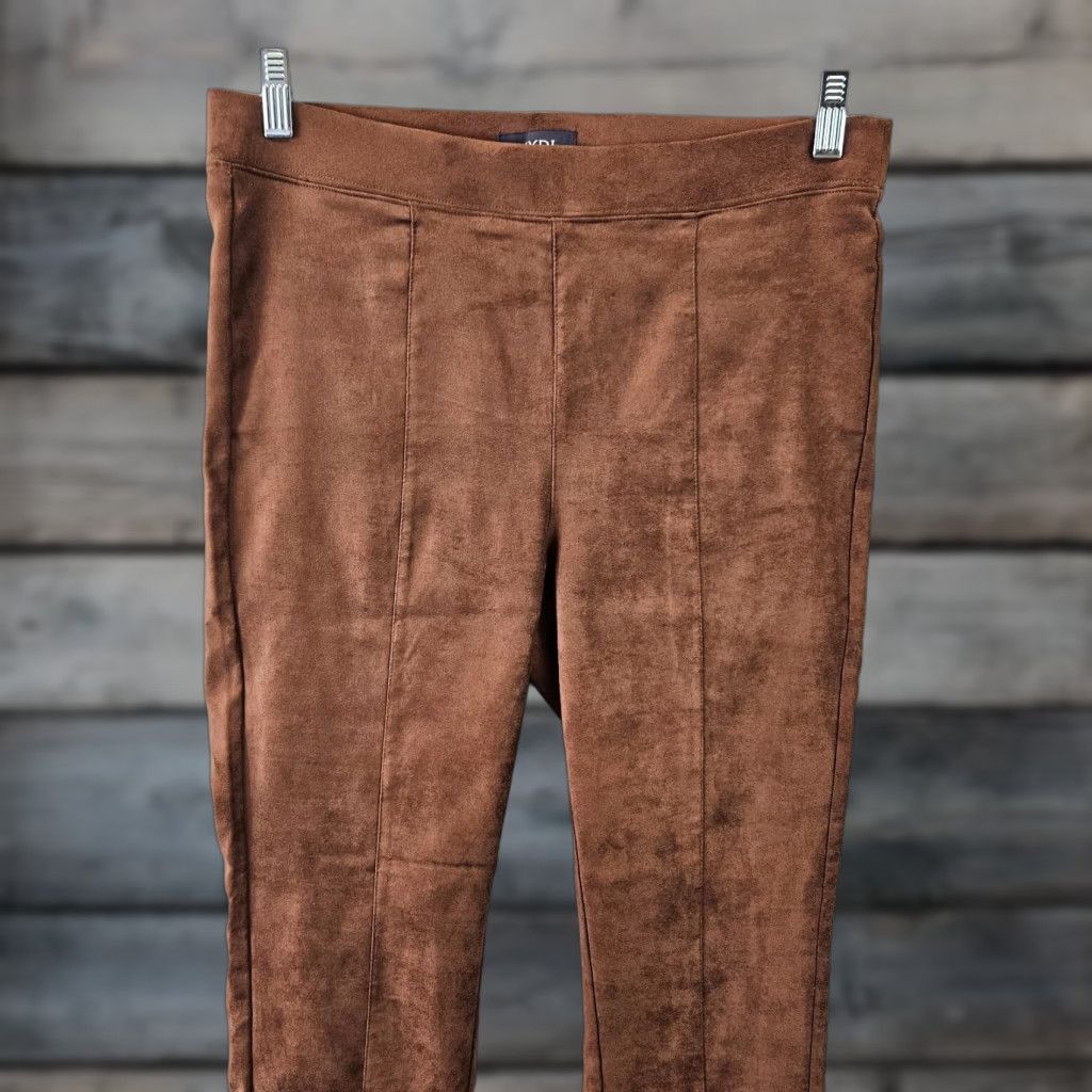NYDJ NYDJ Womens Faux Suede Pull On Slim Bootcut Cropped Pants Sz 6 Brown Mid Rise Pul On Bootcut Cropped Pants Womens Brown NYDJ Size 28" / US 6 / IT 42 - 1 Thumbnail