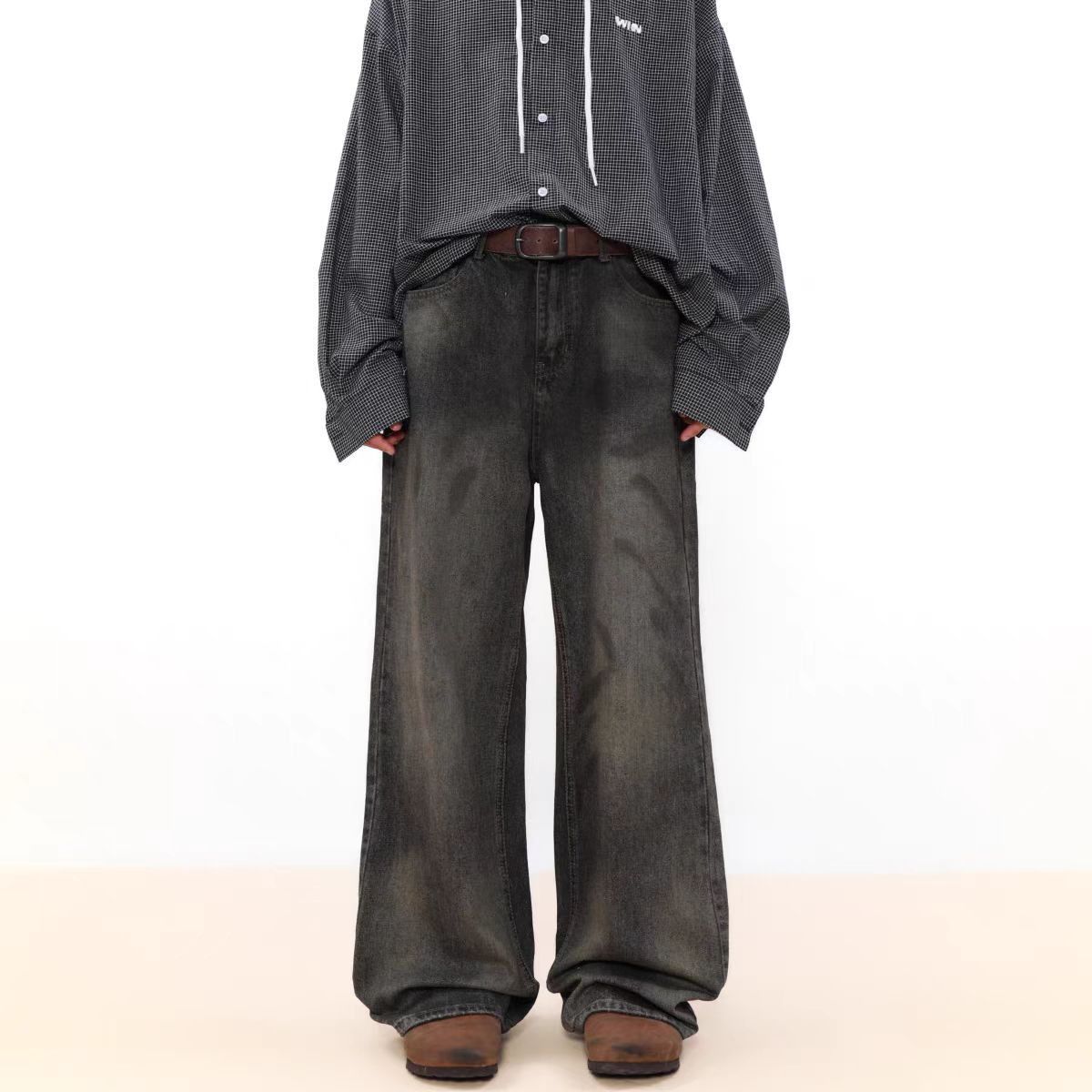 Japanese Brand × Jean Washed and distressed high street straight leg jeans Size US 33 - 4 Thumbnail
