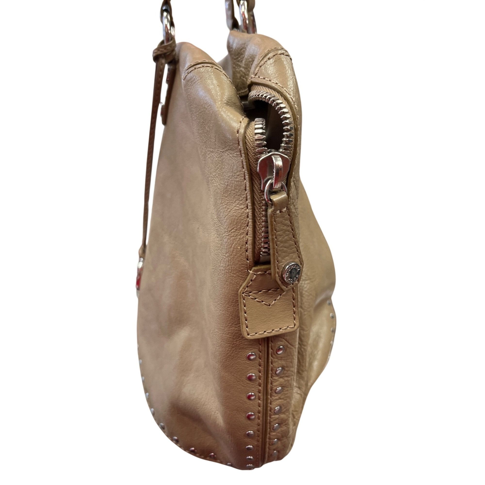Michael Kors Michael Kors wms taupe tan leather studded hobo tote bag SKU Size ONE SIZE - 11 Thumbnail