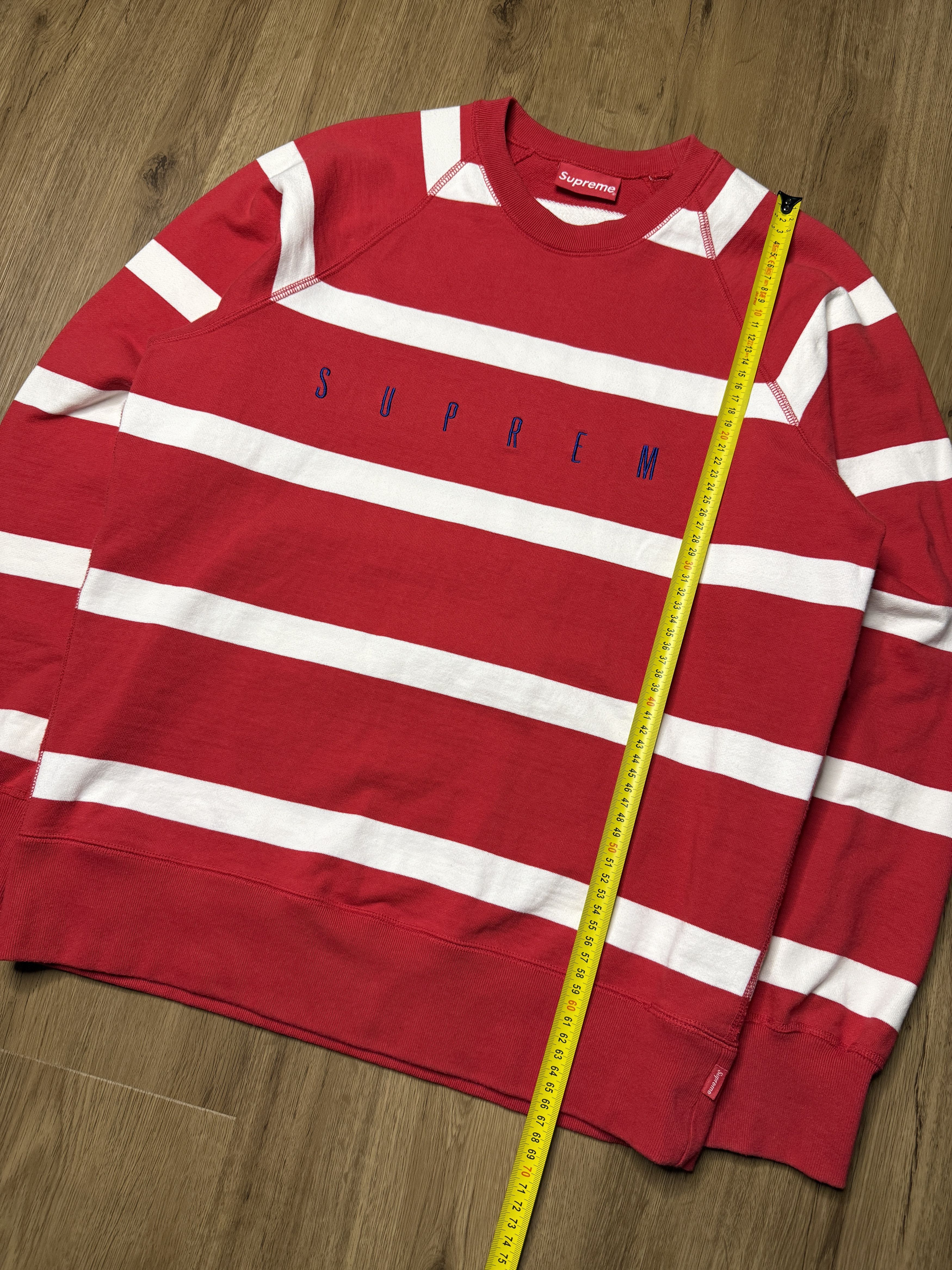 Supreme Supreme FW15 Striped Raglan Crewneck Red Size US M / EU 48-50 / 2 - 12 Thumbnail