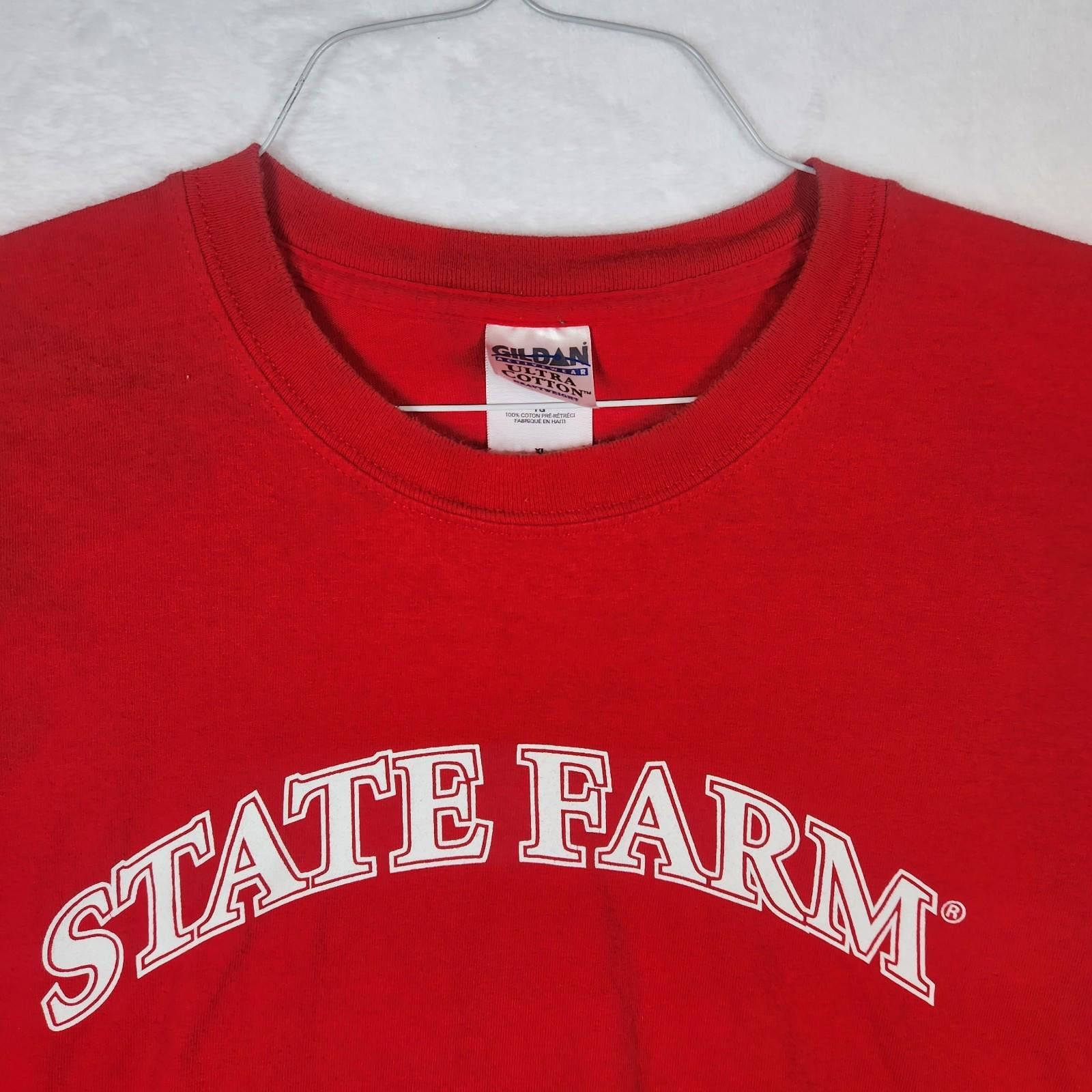 Gildan Vintage State Farm Spellout Tshirt Red Size XL Size US XL / EU 56 / 4 - 3 Thumbnail