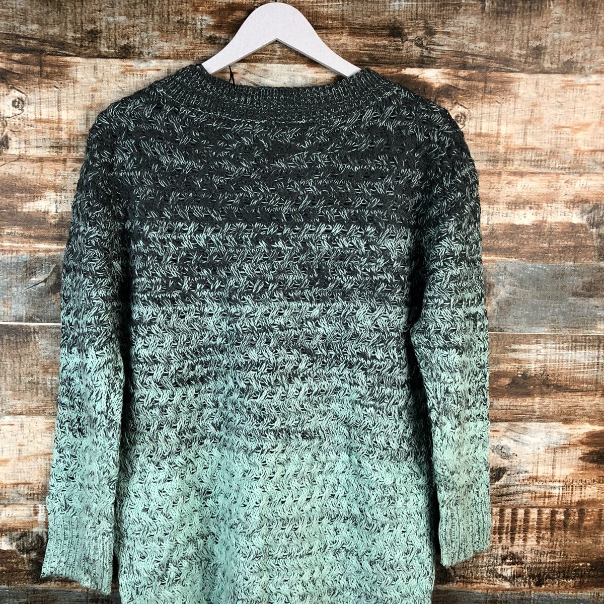 GU × Homespun Knitwear GU Green two tone sweatshirt long Knitwear #A2502 Size M / US 6-8 / IT 42-44 - 13 Thumbnail