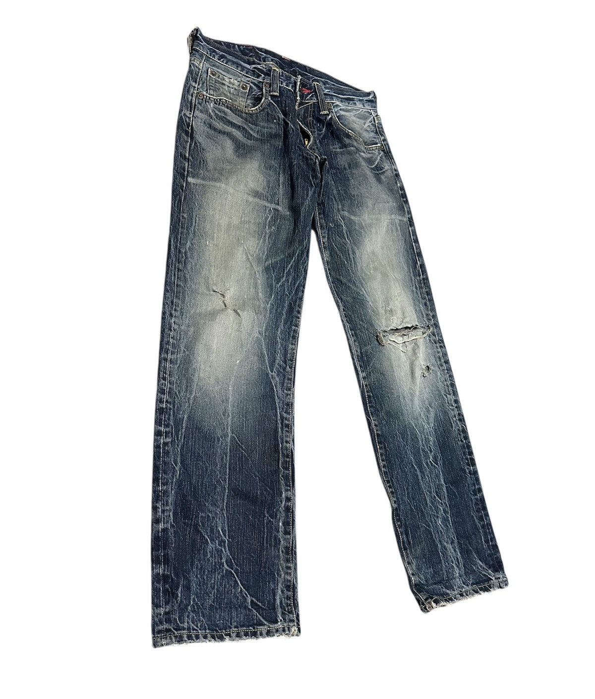 Edwin Vintage Edwin 504 Straight Leg Jeans Distressed Size US 31 - 2 Thumbnail