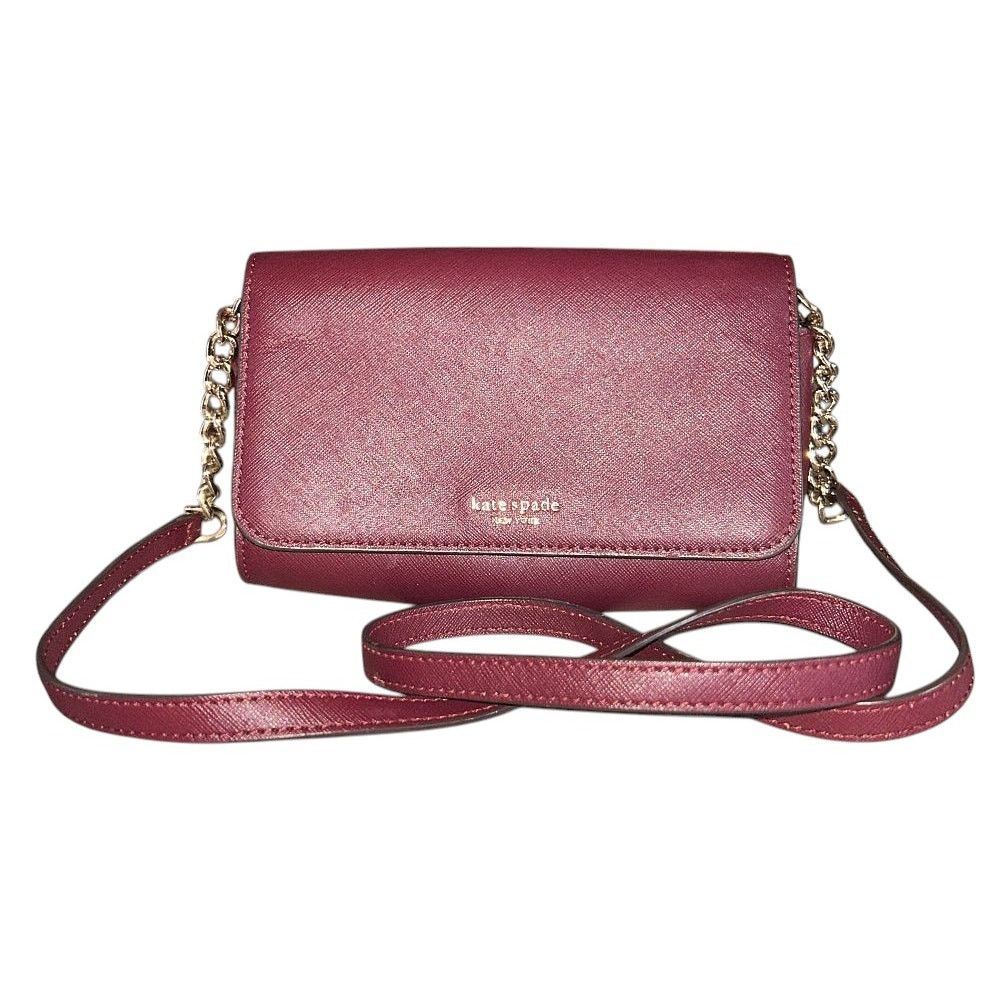 Kate Spade Kate Spade Cameron Small Flap Leather Burgundy Crossbody Bag Size ONE SIZE - 1 Thumbnail