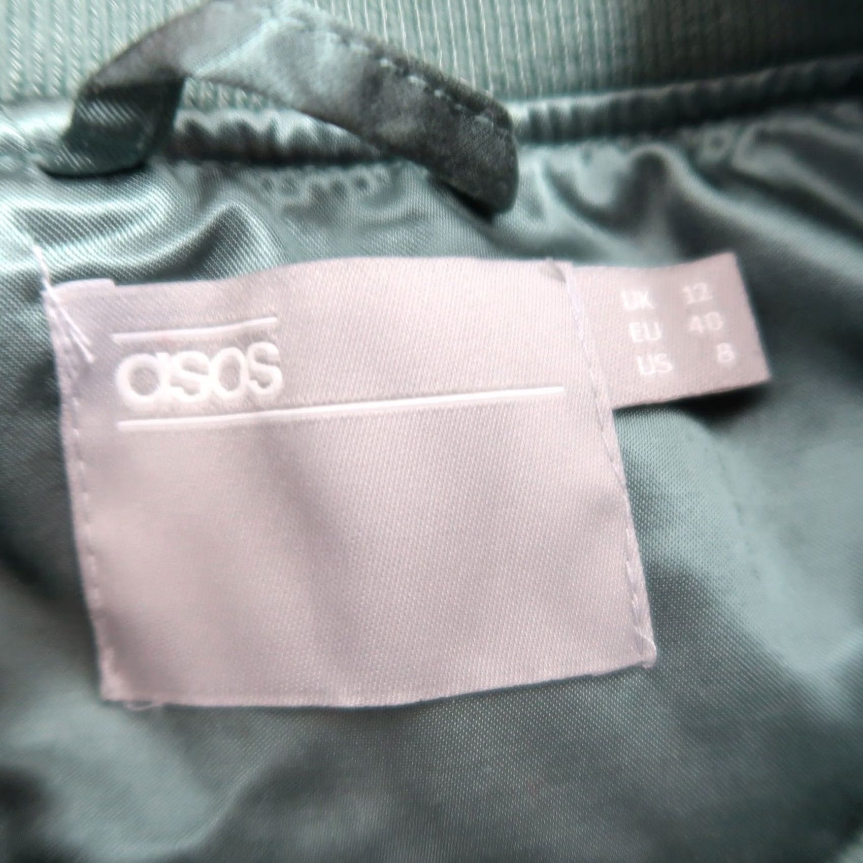 Asos ASOS Dark Green Satin Bomber Jacket Women US 8 Size Regular Zip Snap Closure Long Sleeve Polyester Satin Jacket Fall Spring Casual Size M / US 6-8 / IT 42-44 - 6 Thumbnail