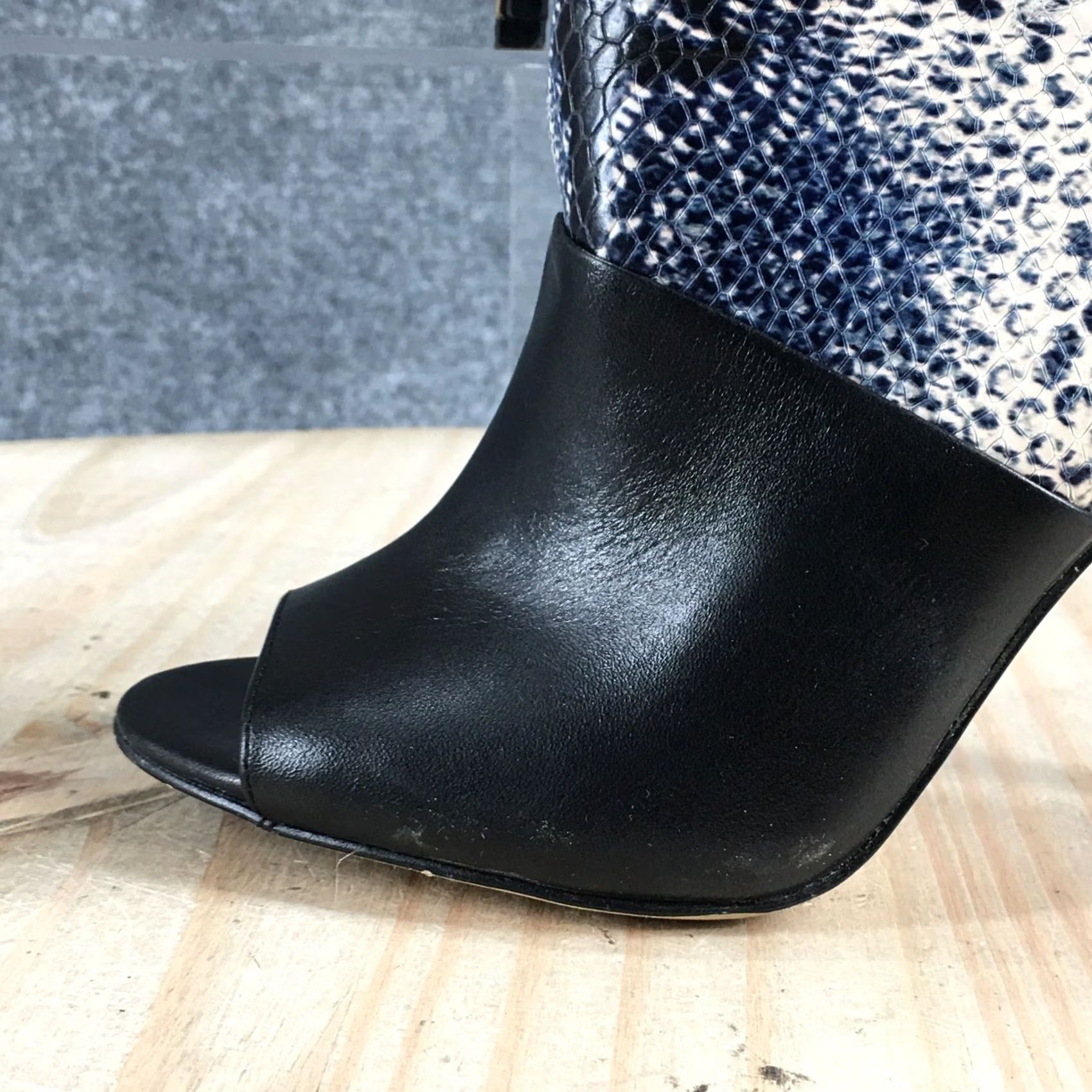 Calvin Klein Calvin Klein Womens Bootie Sarine Peep Toe Stiletto Black Faux Leather 5.5 Size US 6 / IT 36 - 3 Thumbnail