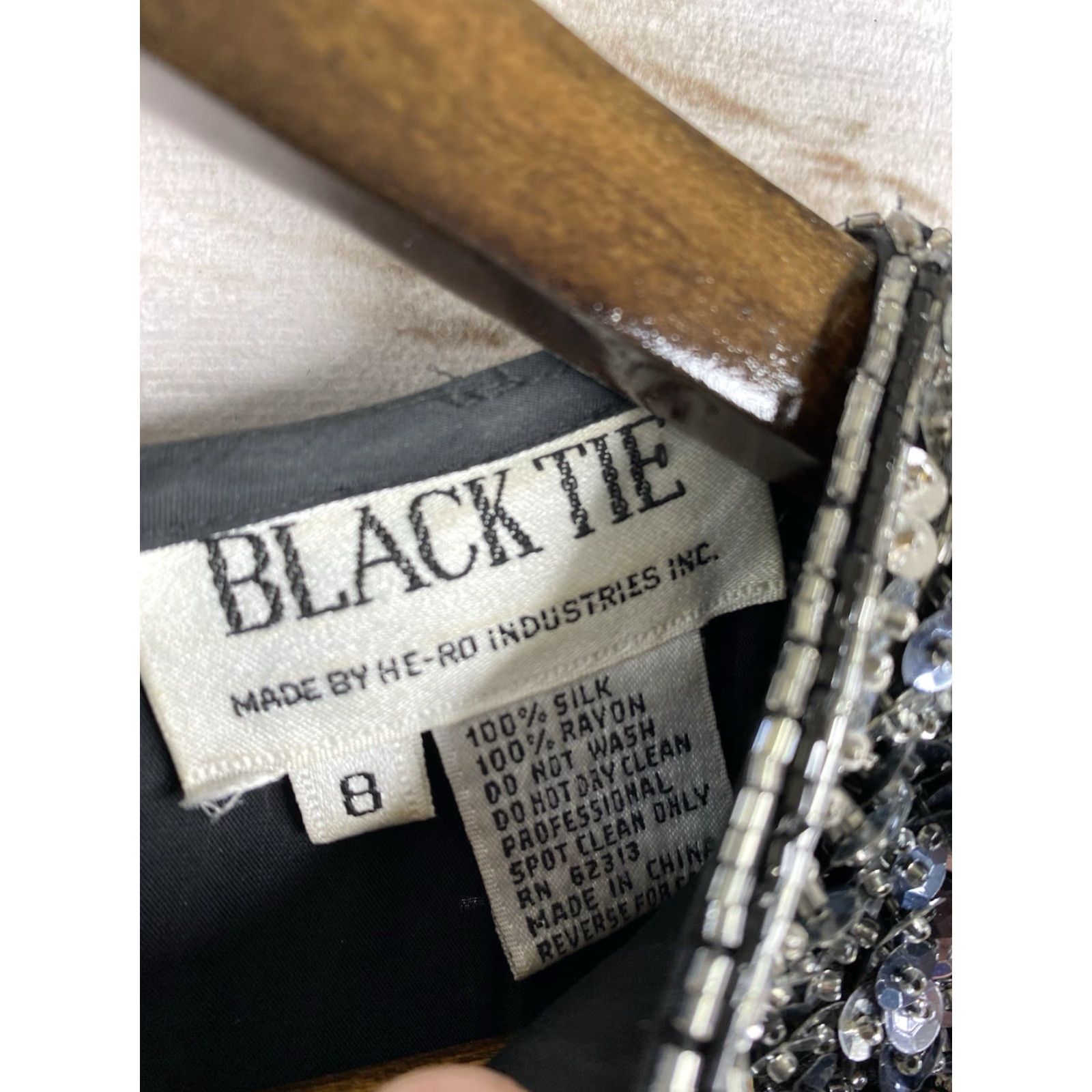 Vintage VINTAGE Black Tie Dress Woman Long Silk Beaded Sequins 100% Silk 80s 90s Formal Party Ball Gown Sz 8 Womens Size M / US 6-8 / IT 42-44 - 6 Thumbnail