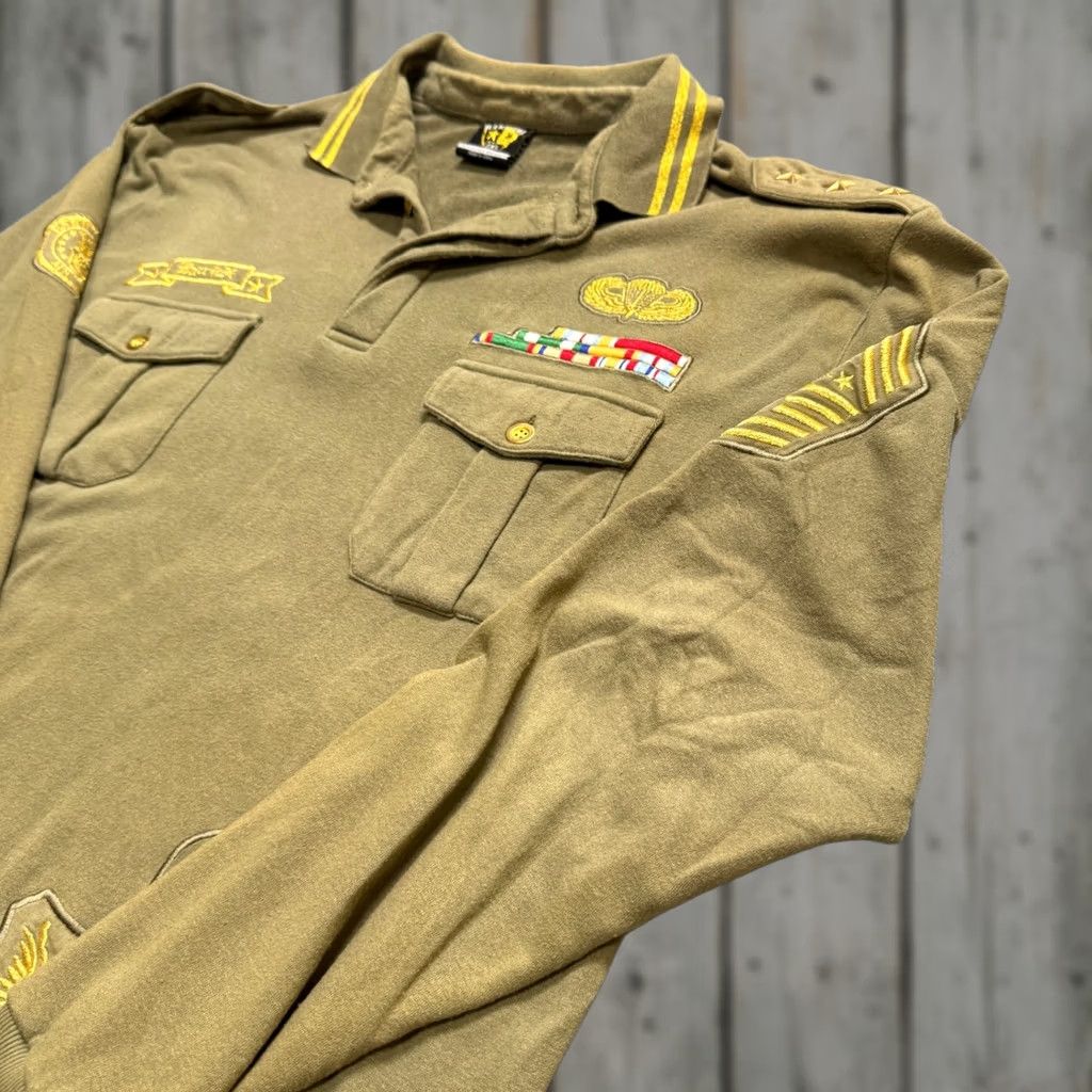 Vintage Bare Fox Polo Shirt Men's 2XLT Long Sleeve Cotton Embroidered Green Y2K Military Distressed Vintage Style Shirts/Boys? Size US XXL / EU 58 / 5 - 1 Thumbnail