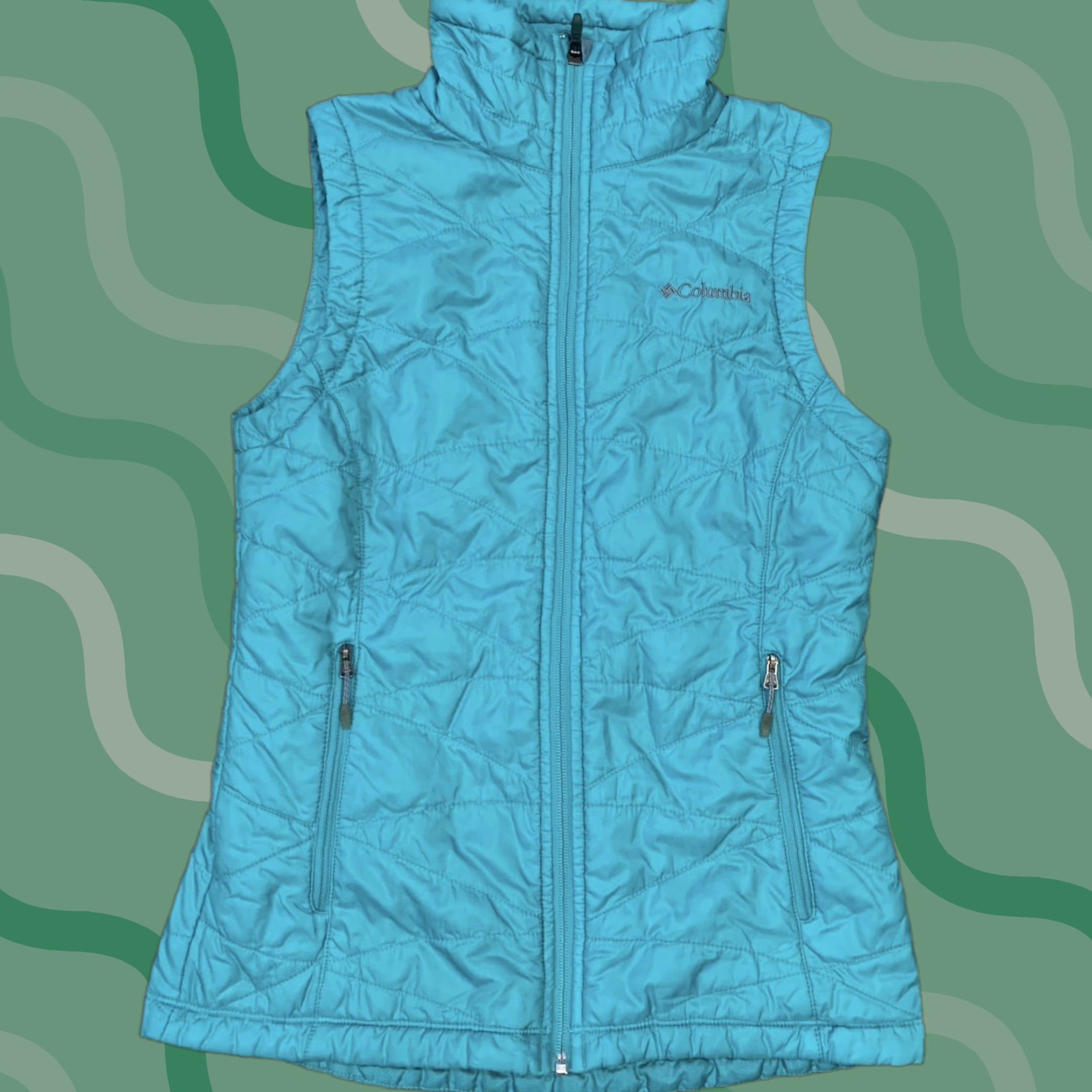 Vintage Columbia Omni Heat Puffer Vest Teal Teal/green S Small Womens Vest Heated Columbia Size S / US 4 / IT 40 - 1 Thumbnail