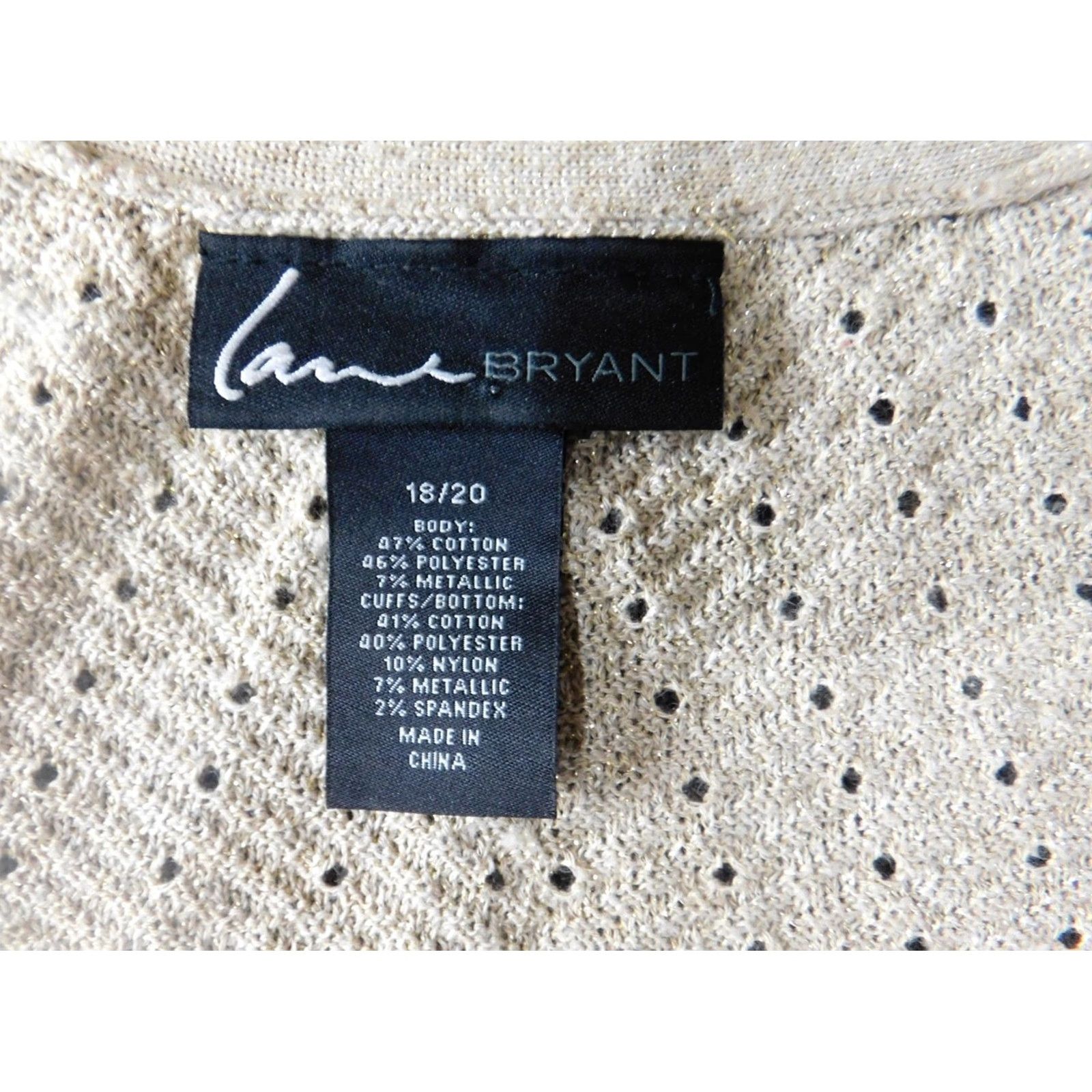 Vintage Lane Bryant Womens Cardigan Sweater 18 Plus Beige Cable-Knit Long Sleeve Crew Neck Button Stretch Size XXL / US 16-18 / IT 52-54 - 7 Thumbnail