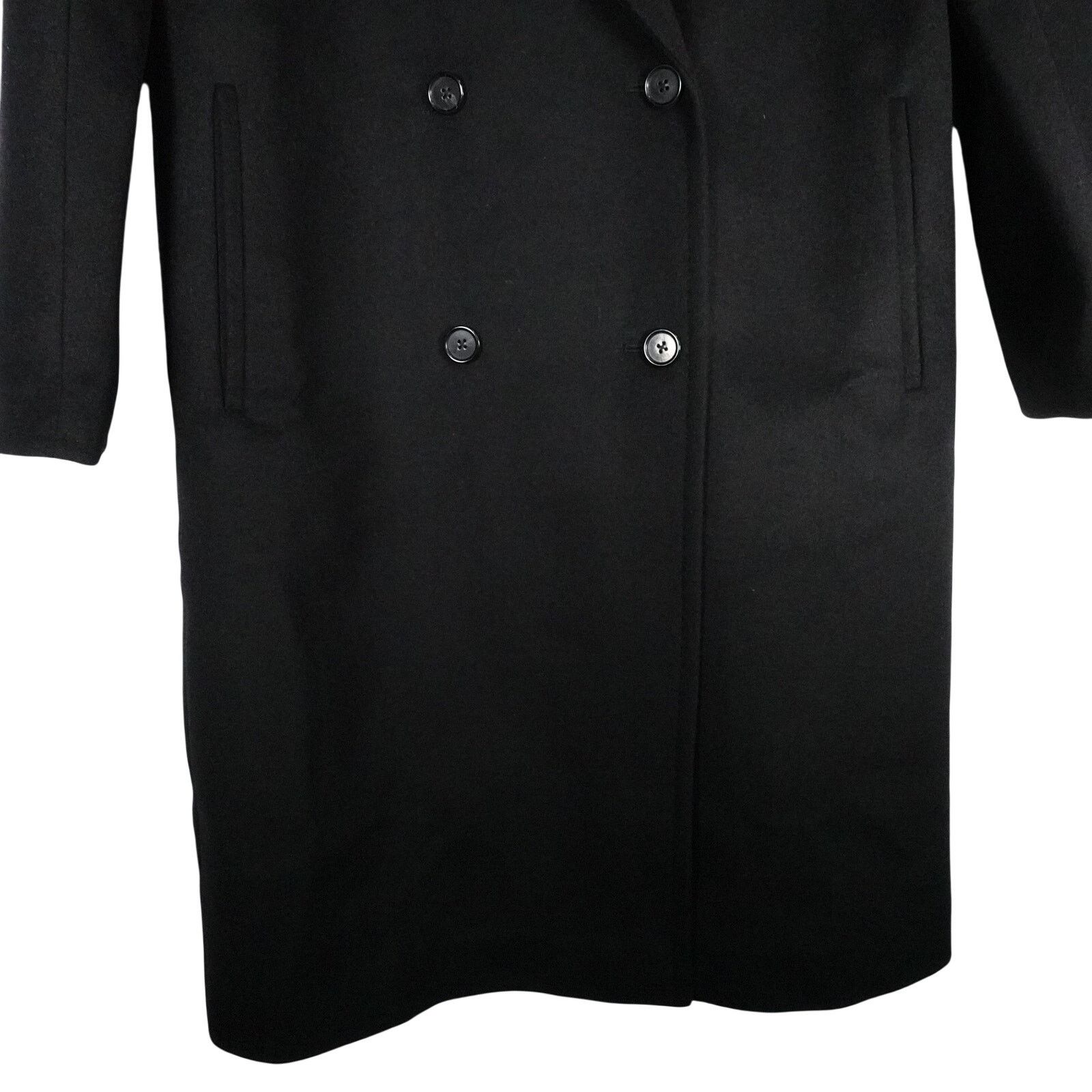 Quince Quince M Black Italian Wool Double-Breasted Slouch Coat Size M / US 6-8 / IT 42-44 - 6 Thumbnail