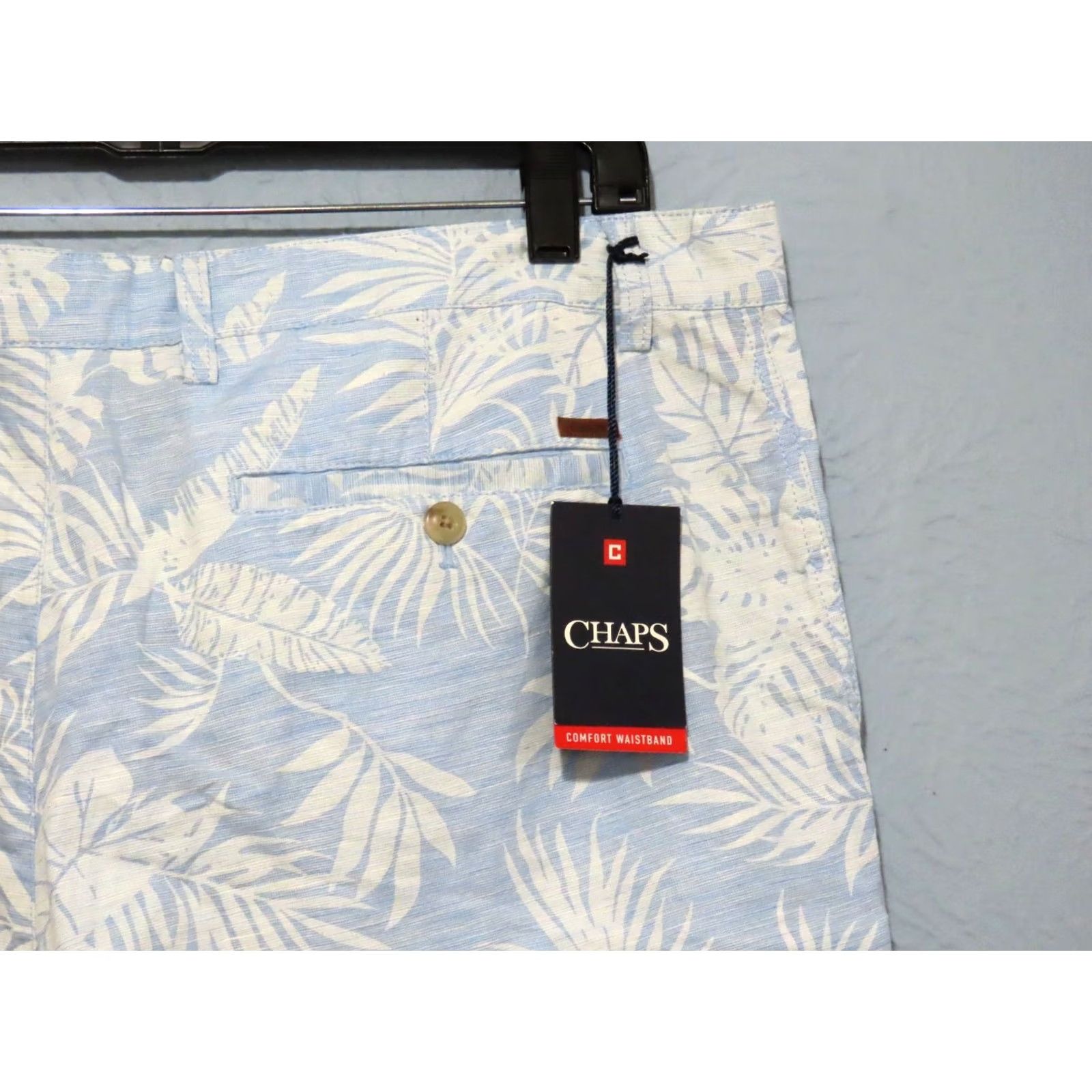 Chaps Chaps Men's 38 Linen Cotton Palm Leaf Print Shorts Blue White NWT Size US 38 / EU 54 - 6 Thumbnail