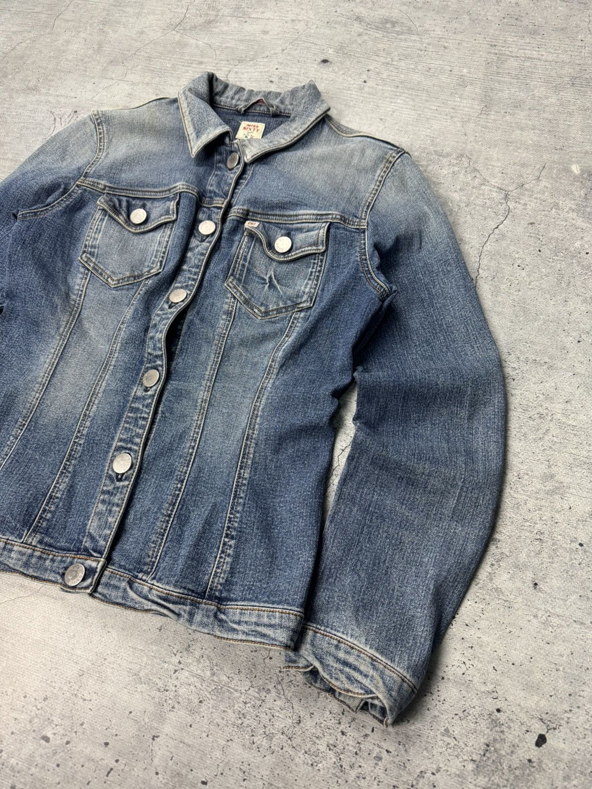 Miss Sixty Vintage Y2K Miss Sixty Denim Biker Jacket Washed Avantgarde Size L / US 10 / IT 46 - 3 Thumbnail