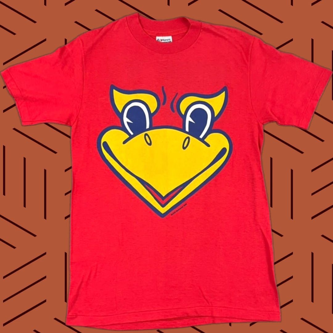 Hanes VINTAGE Kansas University Jayhawks Hanes Beefy-T Shirt Adult Mens Small Red Beak Em Graphic 1985 Size US M / EU 48-50 / 2 - 1 Thumbnail