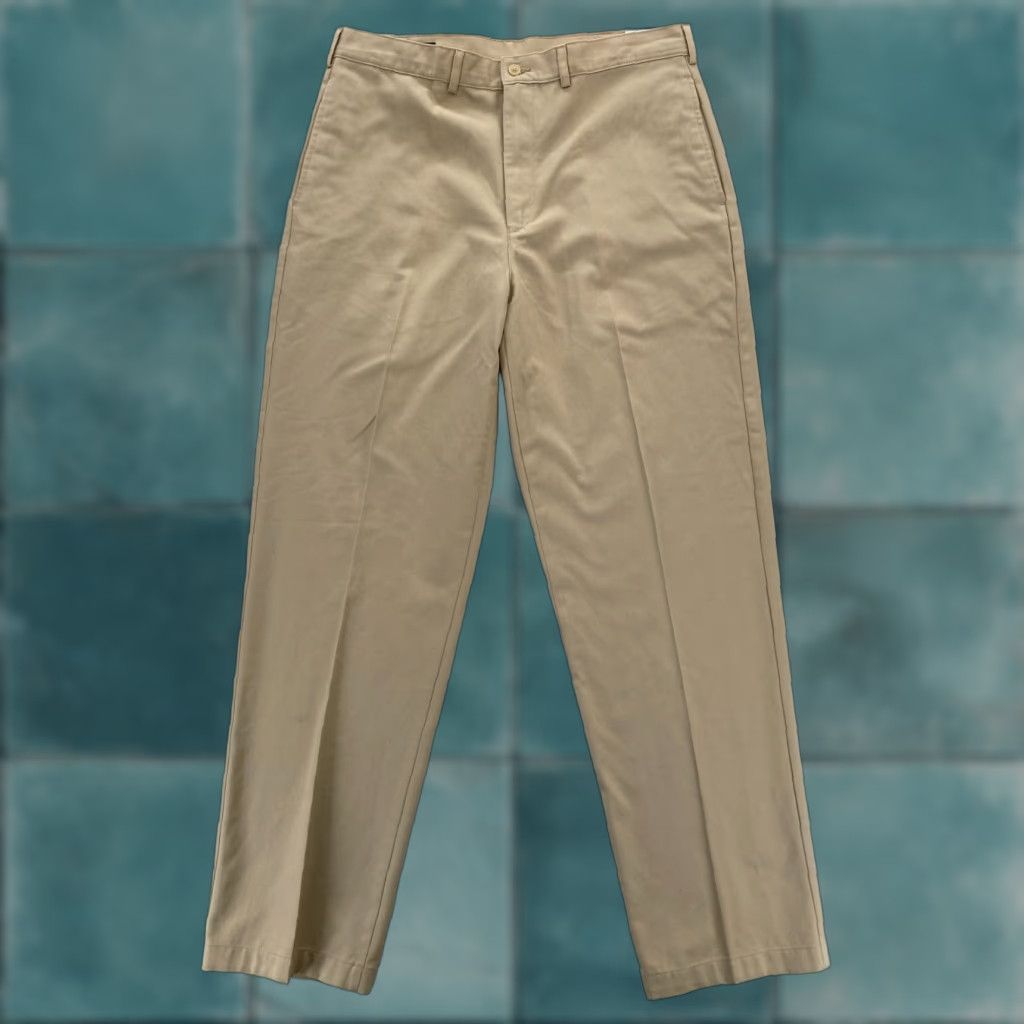 Lands' End Lands' End Khaki Pants Mens 36x33 Beige Flat Front Tapered Leg Mid Rise Casual Pants Mens Size US 36 / EU 52 - 1 Thumbnail