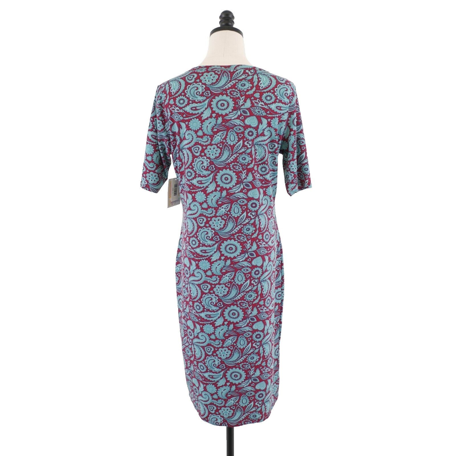 Designer NEW LuLaRoe Julia Large Teal Red Floral Scoop Neck Bodycon S Size L / US 10 / IT 46 - 6 Thumbnail