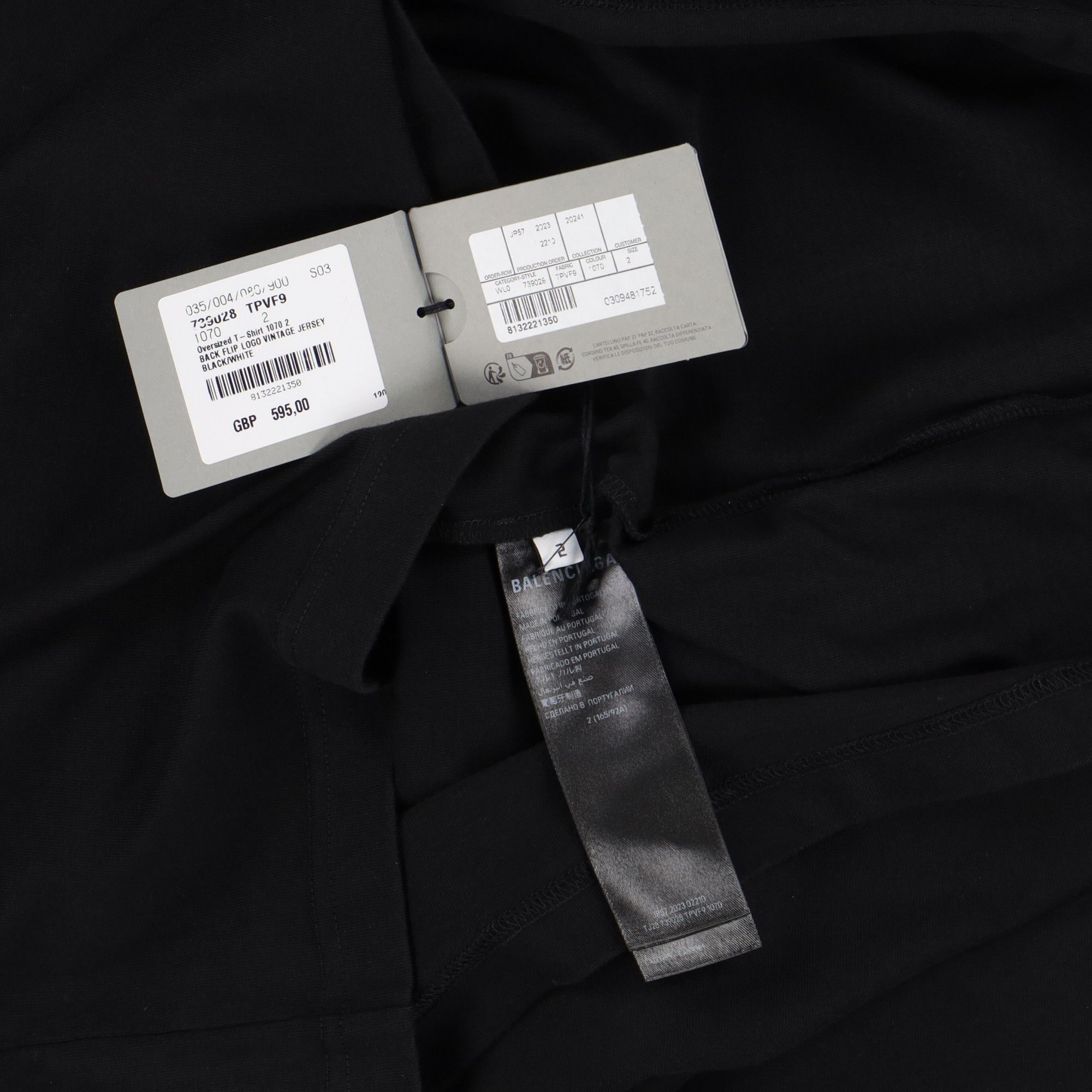 Balenciaga Black Embroidered Back Flip Logo Oversized T-Shirt Size US S / EU 44-46 / 1 - 9 Thumbnail