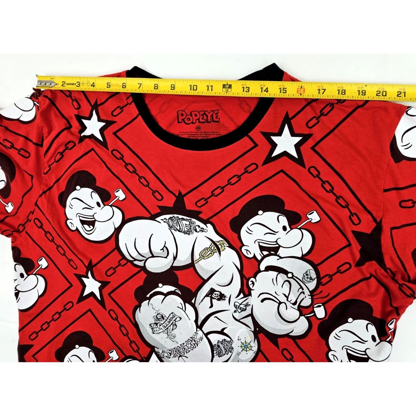 Gloverall Popeye the Sailor Man Shirt Men 2XL Red All Over Graphic Cartoon T-Shirt Size US XXL / EU 58 / 5 - 7 Thumbnail