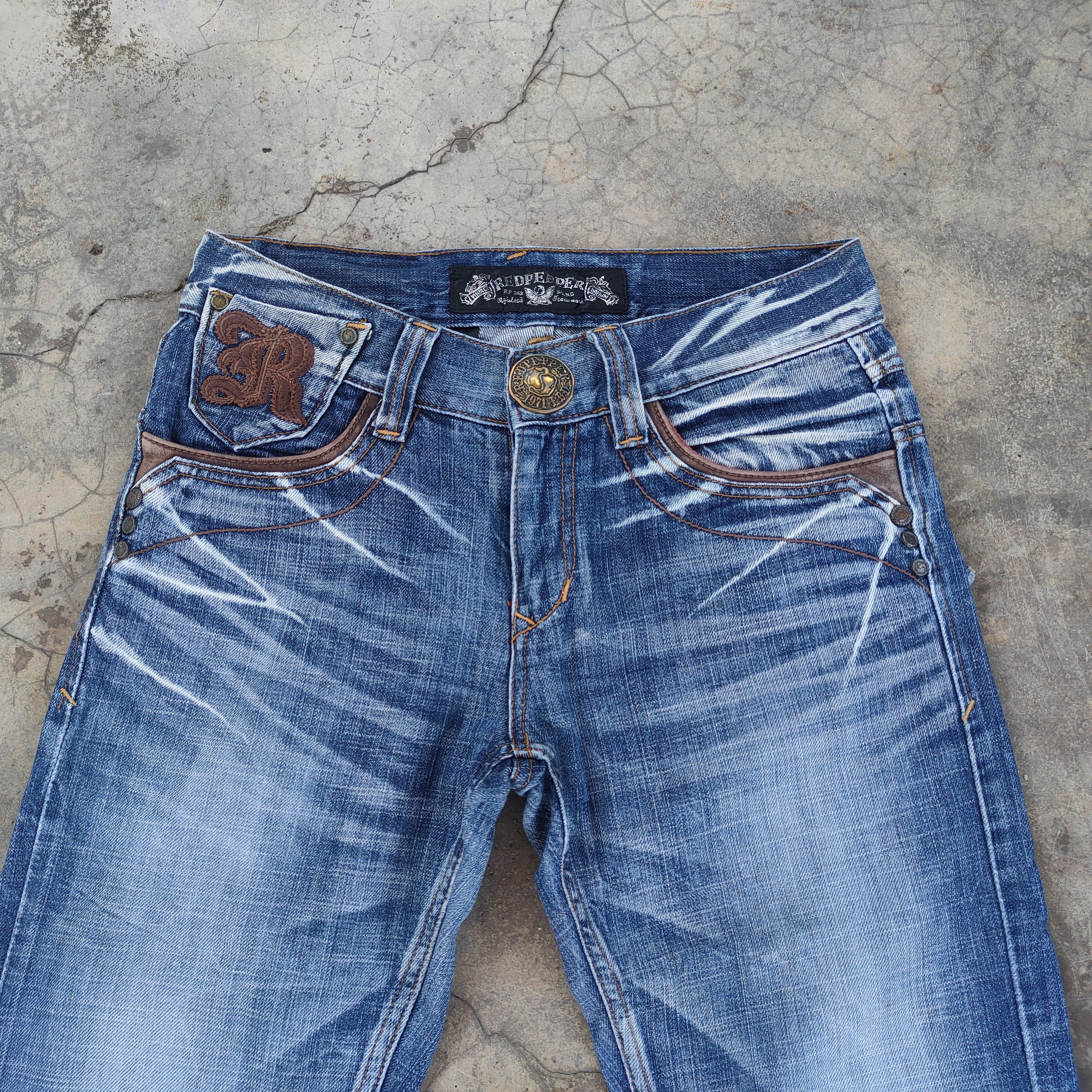 Japanese Brand W30×33 VINTAGE RED PEPPER FADED DISTRESSED JEAN DENIM PANTS Size US 30 / EU 46 - 3 Thumbnail