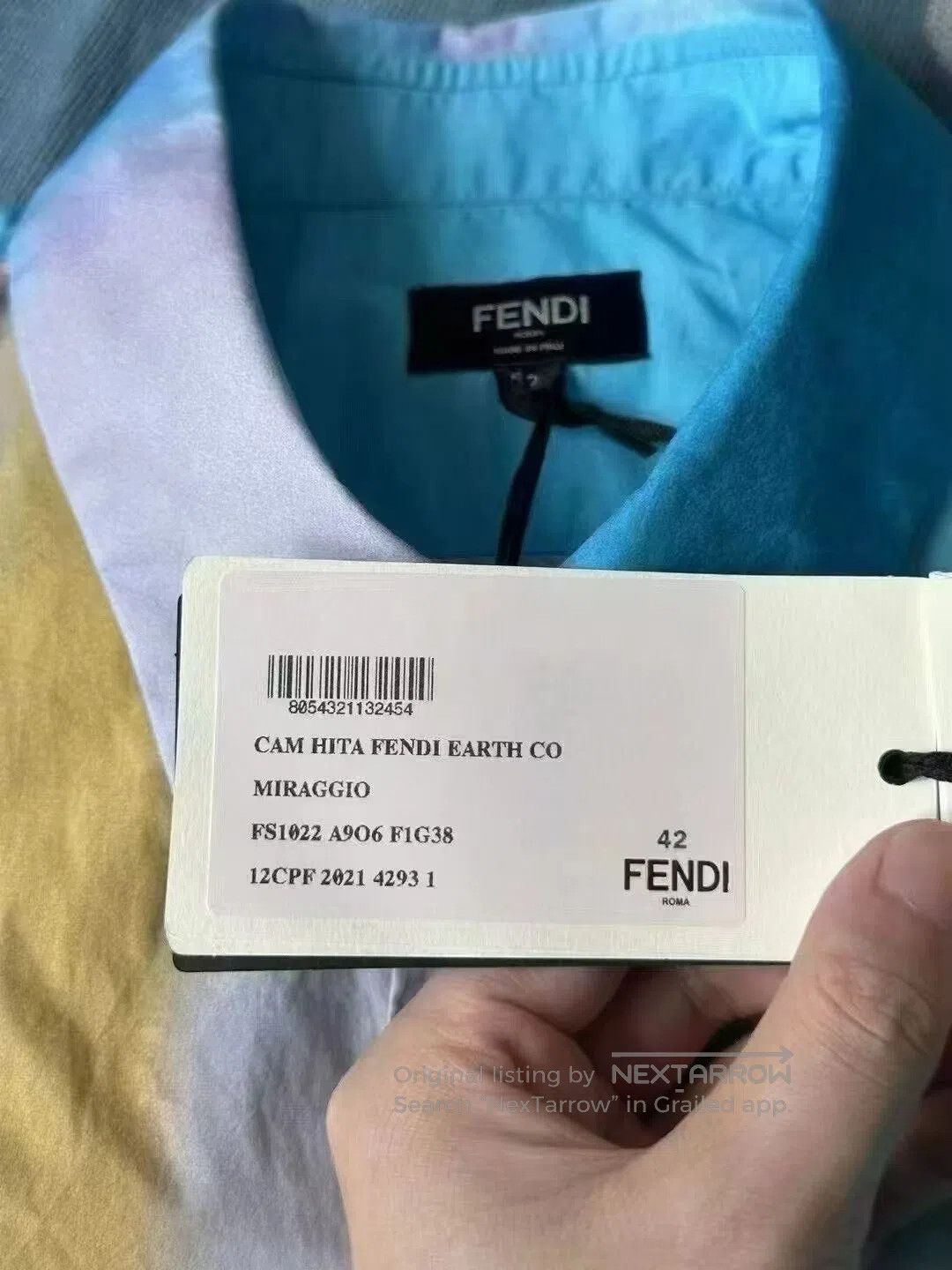 Fendi FENDI Blue Dip-Dye Tone-on-Tone Short Sleeve Shirt| Size US XS / EU 42 / 0 - 3 Thumbnail