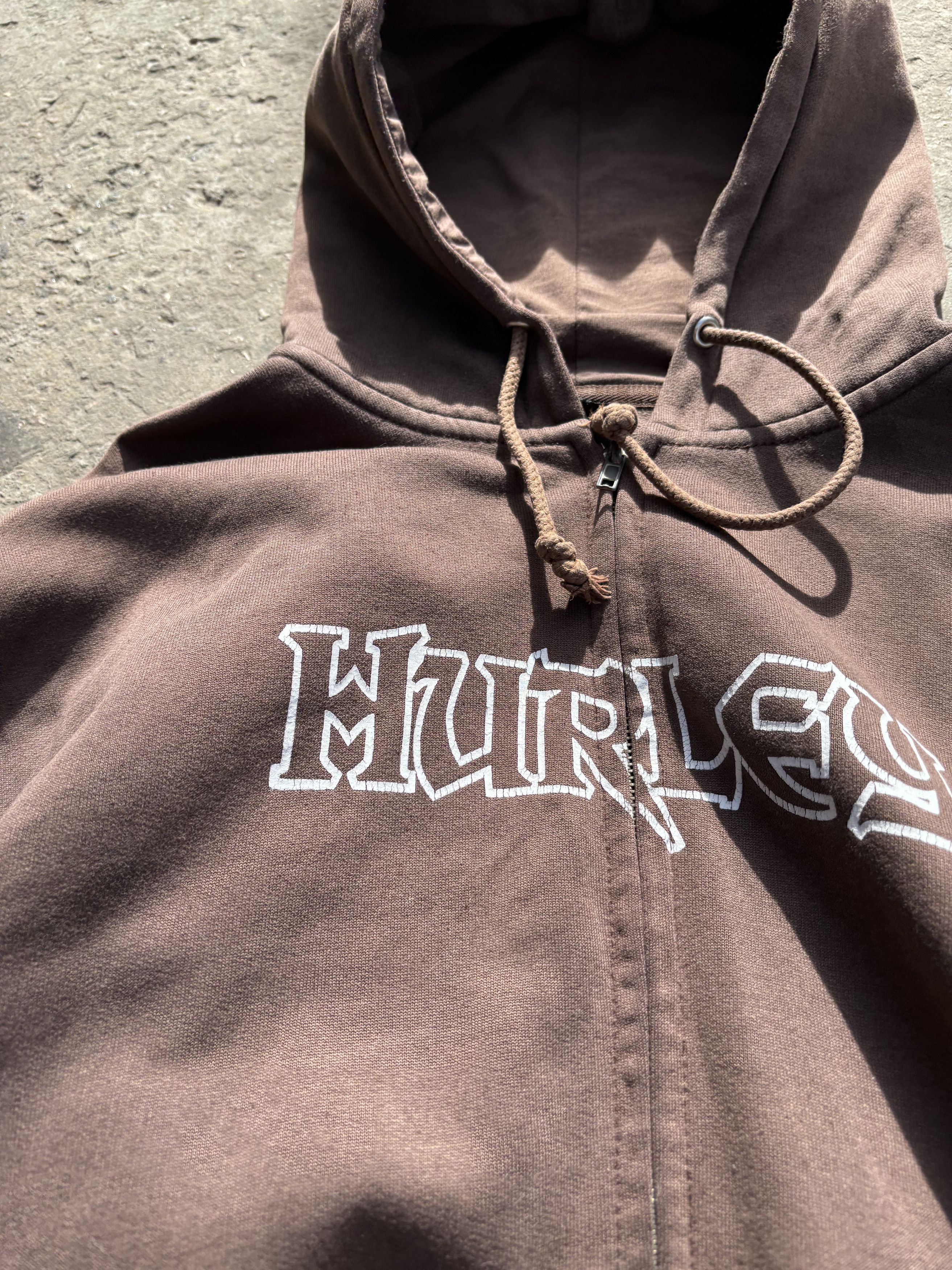 Hurley × Vintage Vintage Faded Hurley Mocha Brown Streetwear Hoodie Size US L / EU 52-54 / 3 - 6 Thumbnail