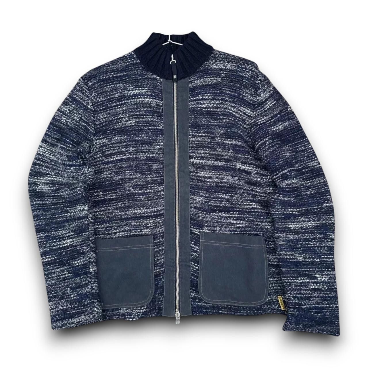 Armani Armani Jeans Heather Blue Patch Pocket Zip Up Knit Size US M / EU 48-50 / 2 - 2 Thumbnail