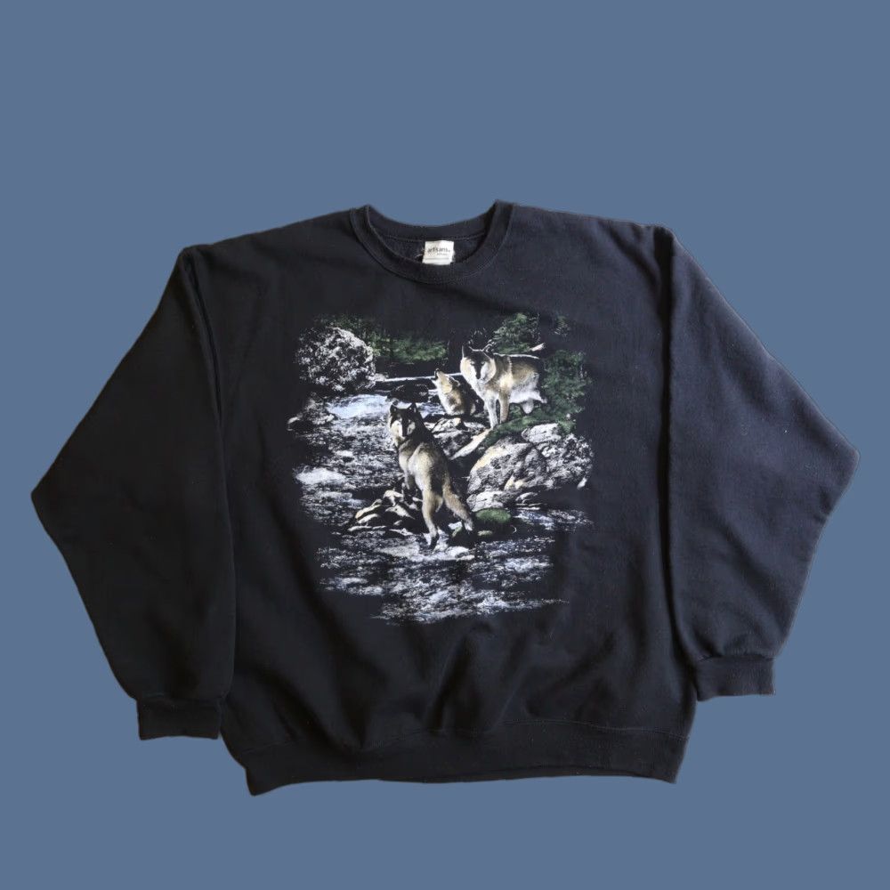 Vintage Vintage 50s 60s Black Flock Print Sweatshirt XL | Grailed