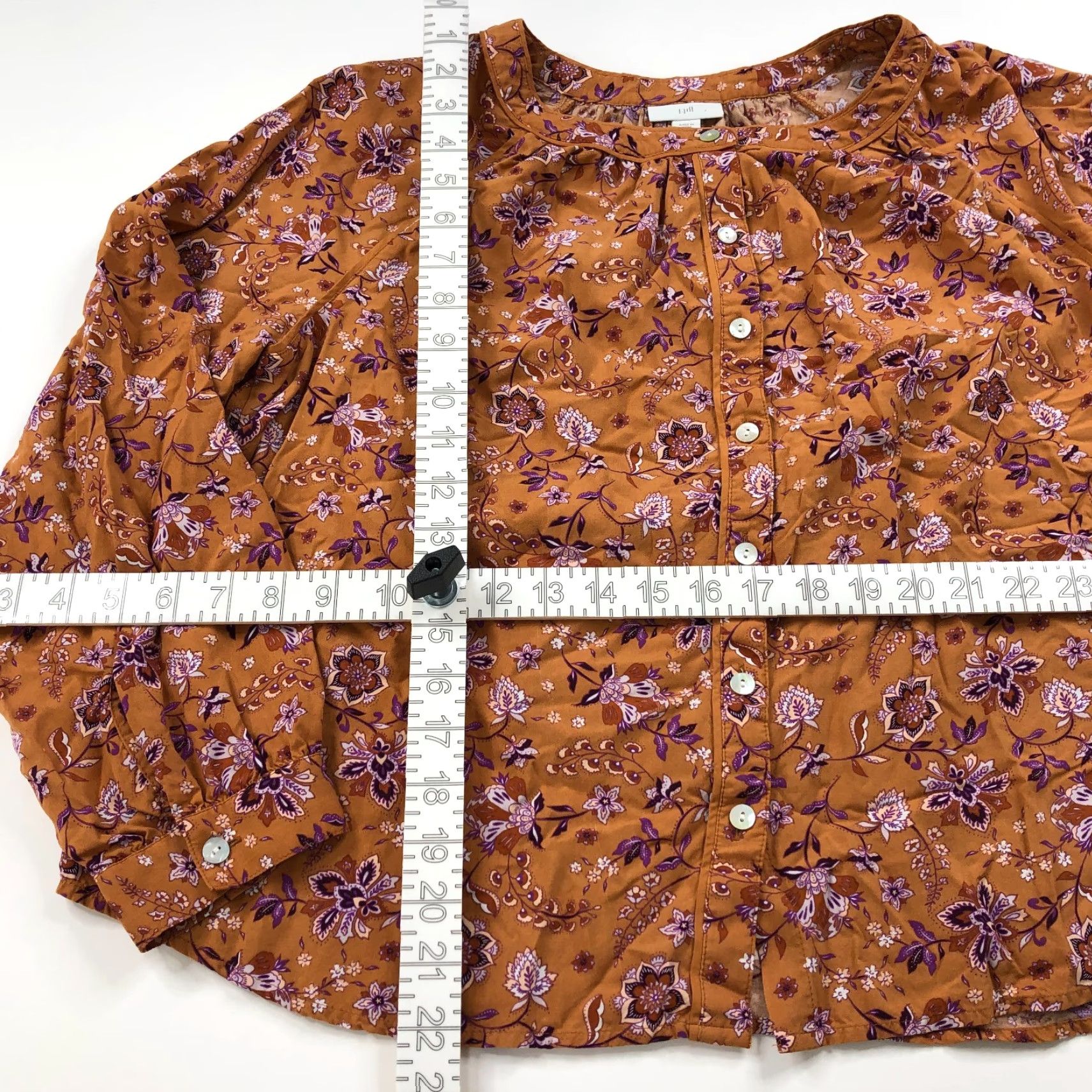 J. Jill J.Jill Peasant Large Petite Motif Pullover Button Top Blouse Autumn Leaves Brown Shirt Womens XS? Size L / US 10 / IT 46 - 2 Thumbnail