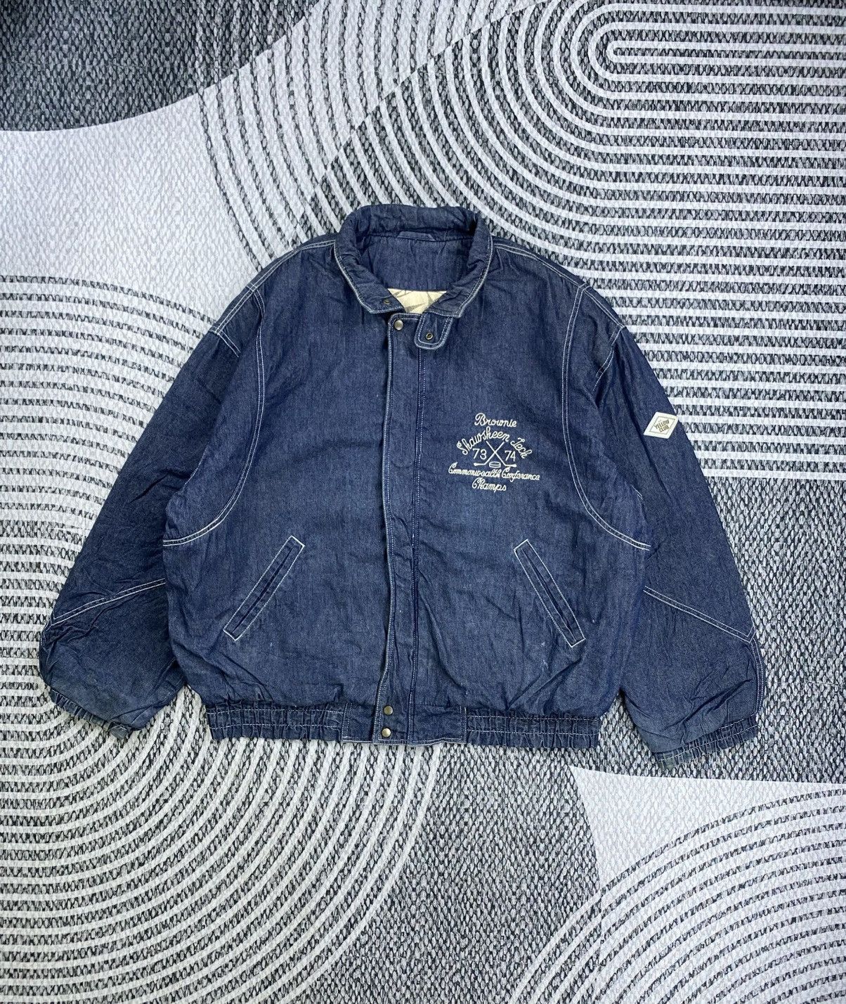 Japanese Brand Vintage Yellow Club Denim Blue Bomber Jacket Size US XXL / EU 58 / 5 - 5 Thumbnail