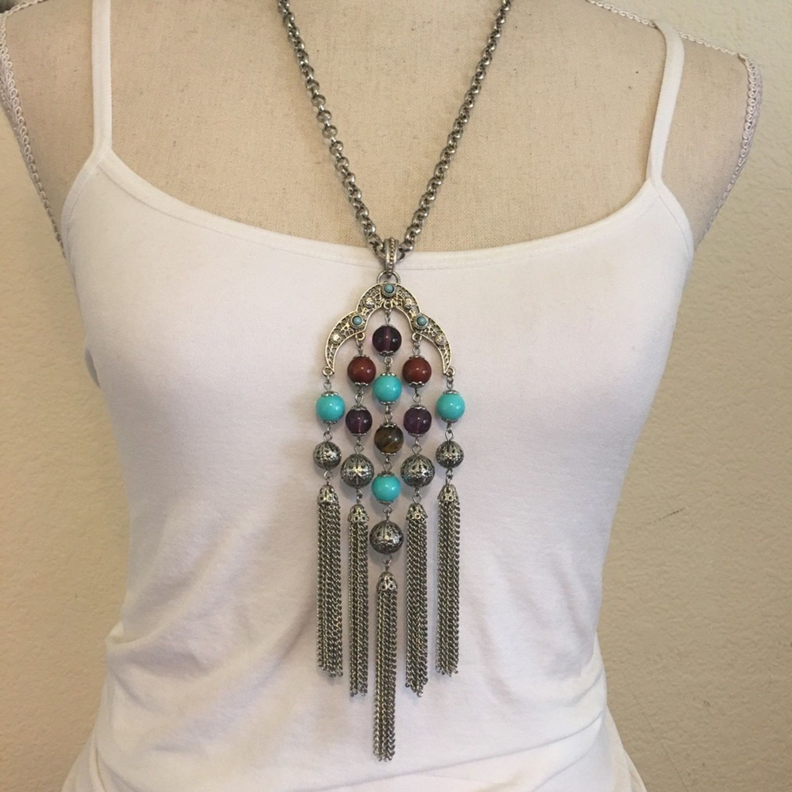 Jewelry R.J. Graziano glass bead tassel chain necklace Size ONE SIZE - 1 Thumbnail