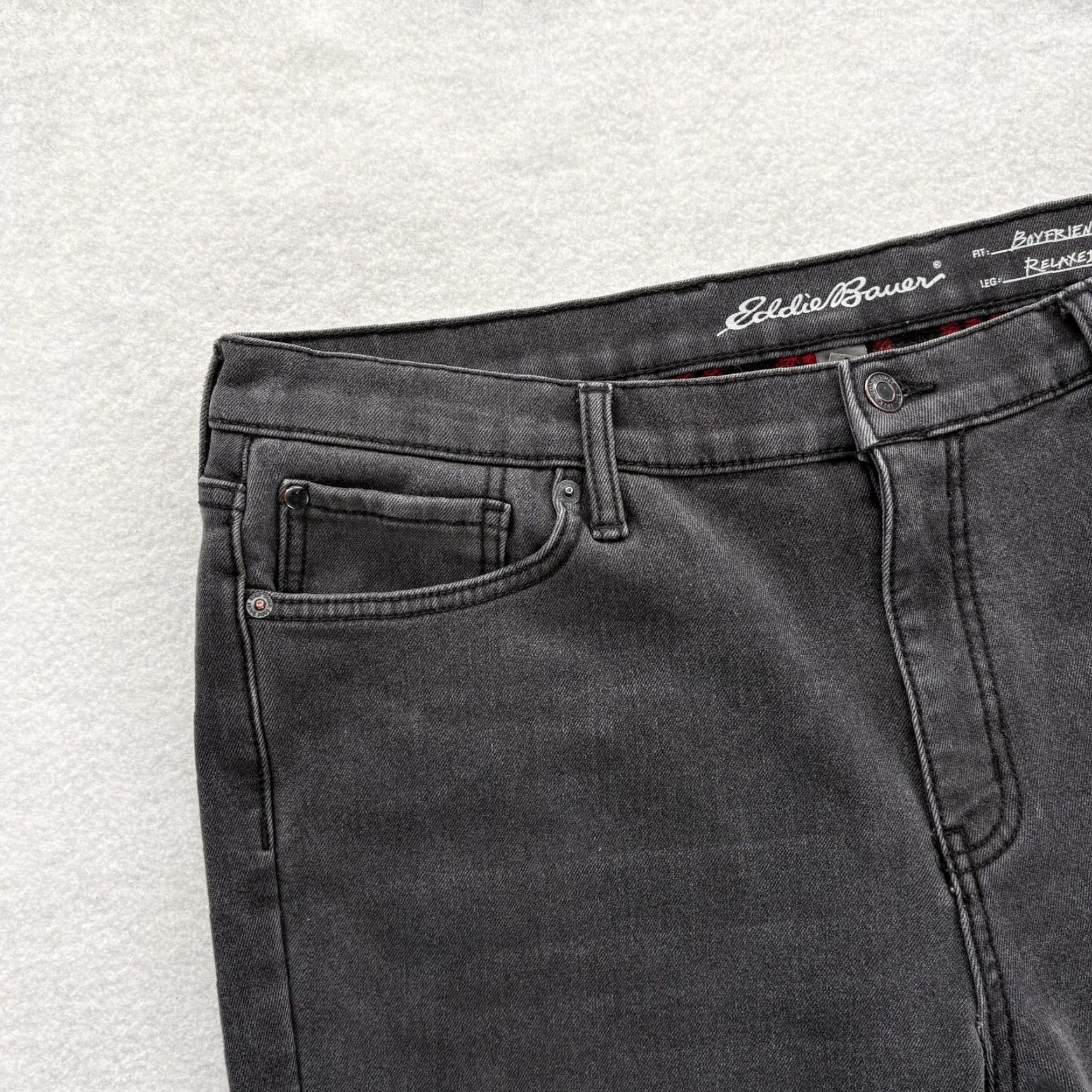 Eddie Bauer Eddie Bauer Jeans Womens 14 Gray Charcoal Wash Boyfriend Relaxed Lined Insulated Denim 5-Pocket Pockets Zip Rise High Womens Size 36" / US 14 / IT 50 - 3 Thumbnail