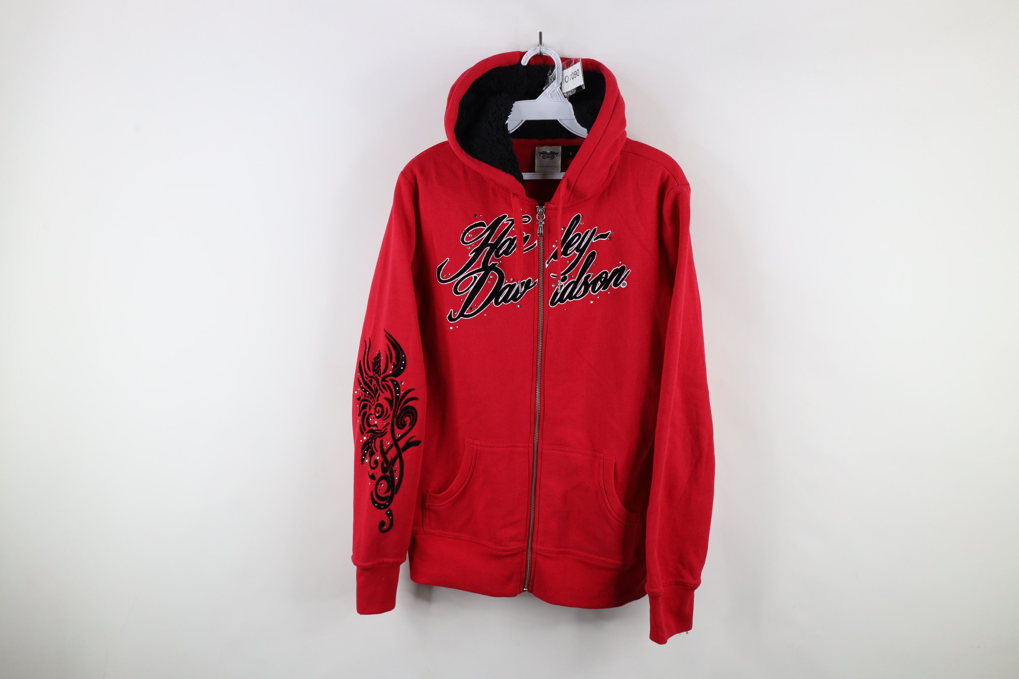 Harley Davidson × Vintage Vintage Y2K Harley Davidson Rose Sequin Full Zip Hoodie Size L / US 10 / IT 46 - 1 Thumbnail