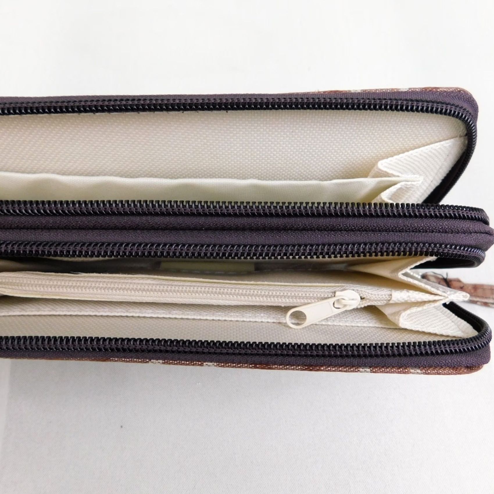 Doublet VINTAGE Nylon Patterned Double Zip-Around Wristlet Clutch Wallet Brown 7.5" x 4" Womens Wallet Zip-Around Patterned Geometric Strap Zipper Card Slots Size ONE SIZE - 6 Thumbnail