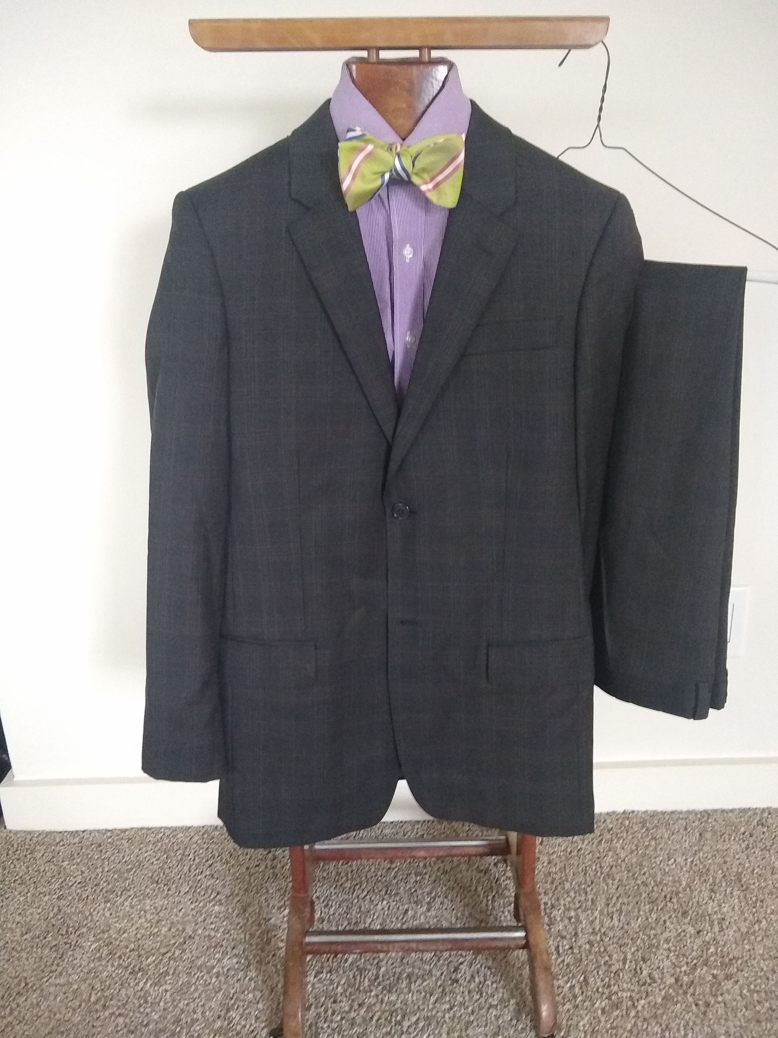 Calvin Klein Charcoal Gray Plaid Suit Size 38R - 1 Thumbnail