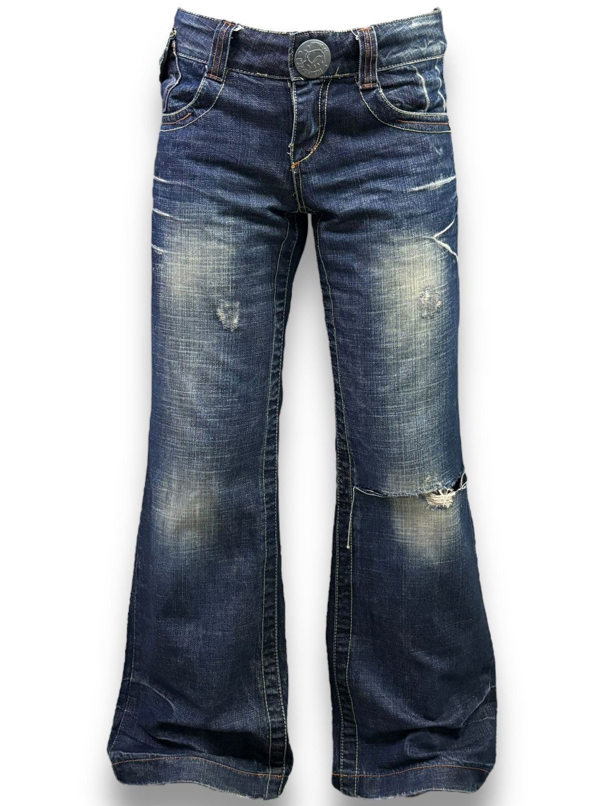 Vintage Japanese Brand Flare Wide Leg Distressed Punk Jeans