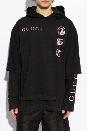 Gucci o1la5ras0426 Printed Cotton Jersey Hoodie in Black Size US XS / EU 42 / 0 - 3 Thumbnail