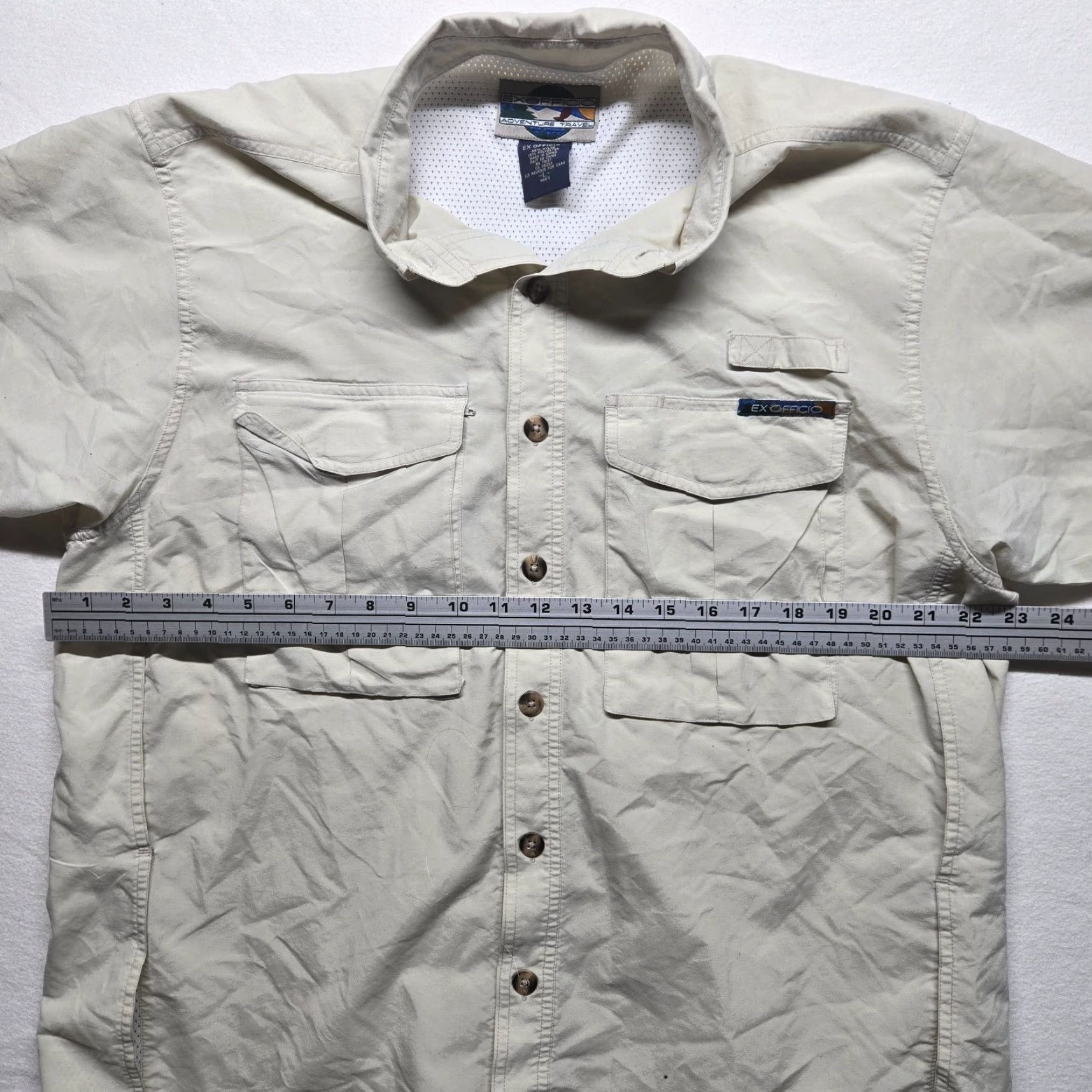 ExOfficio Exofficio Shirt Button-Up Adult Mens L Beige Short Sleeve Chest Pocket Everyday Casual Travel Shirt Size US L / EU 52-54 / 3 - 4 Thumbnail