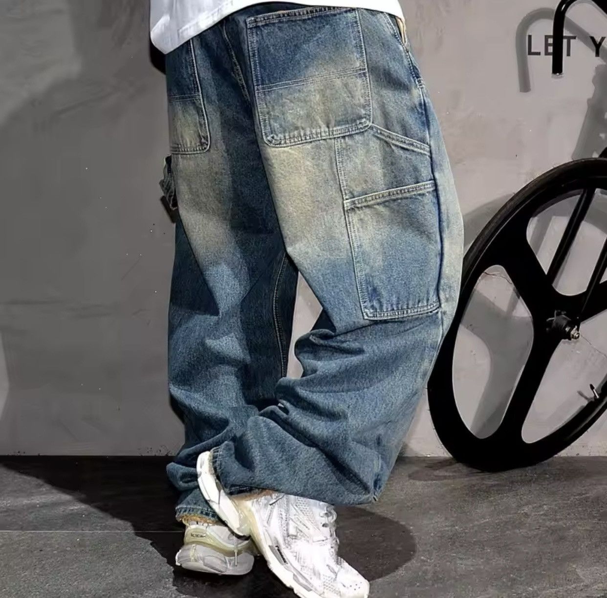 Denime × Jean American Vintage Ripped Loose Fit Straight Leg Jeans Size US 30 / EU 46 - 5 Thumbnail