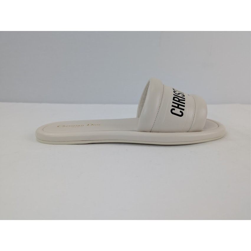 Dior o1rshd1 Every-D Embossed Lambskin Slide Sandal in Off White Size US 7 / EU 40 - 4 Thumbnail