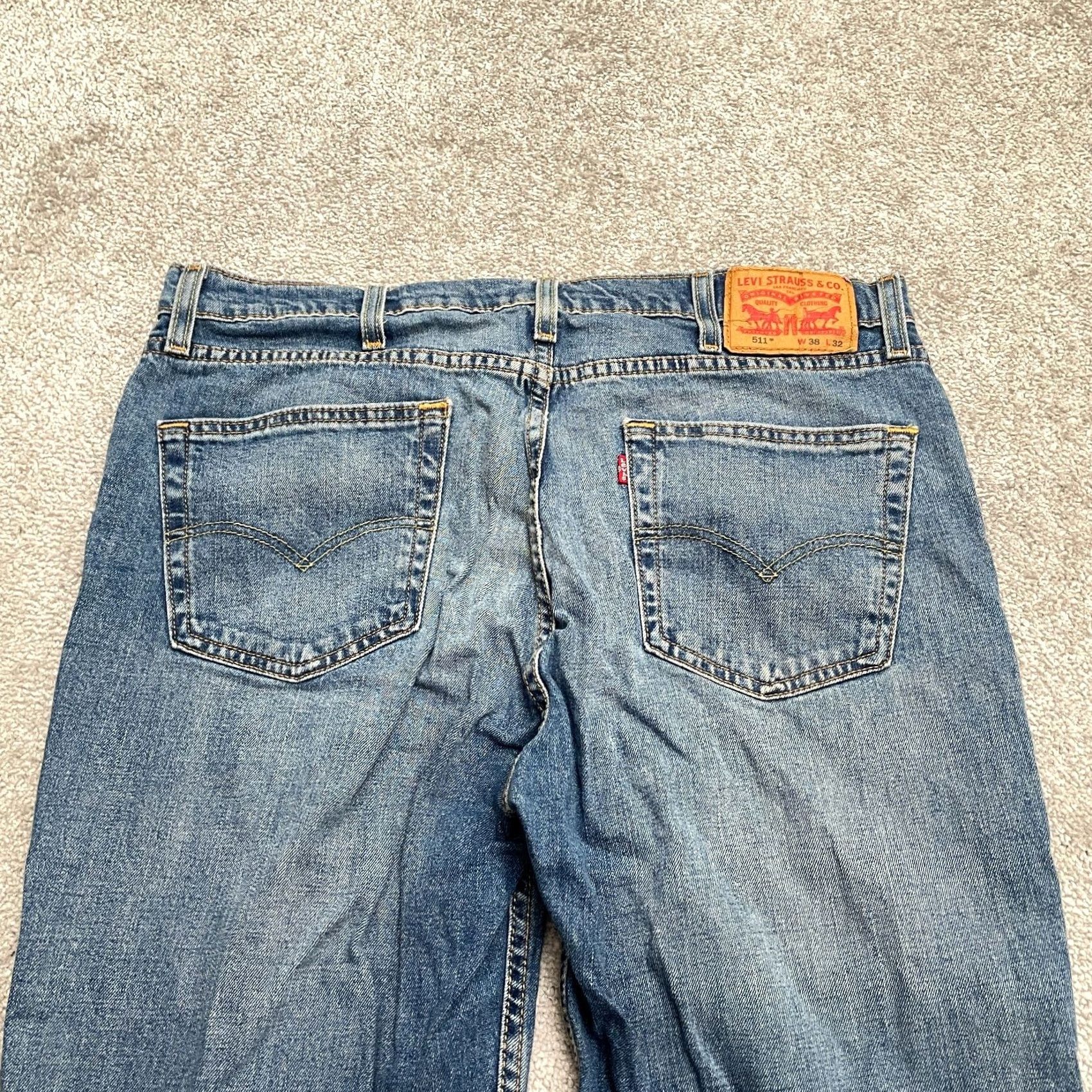 Levi's Levi's 511 Slim Fit Denim Jeans Mens 38x32 Blue Medium Wash Straight Leg 5-Pocket Design Cotton JeansMens Size US 38 / EU 54 - 3 Thumbnail