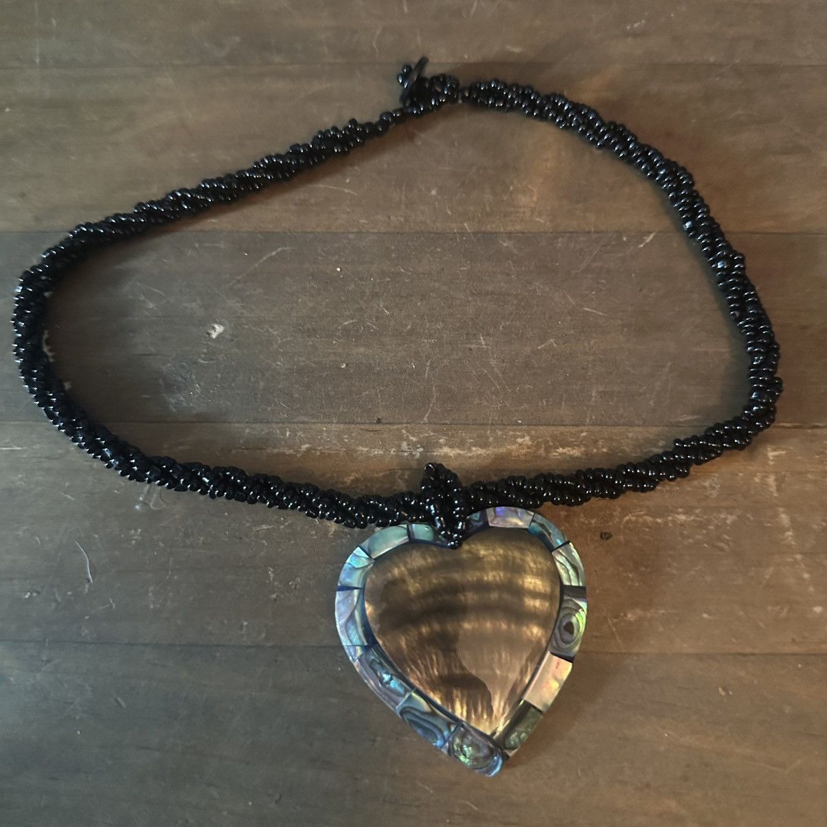 Other Vintage twisted bead mosaic abalone heart pendant necklace Size ONE SIZE - 2 Thumbnail