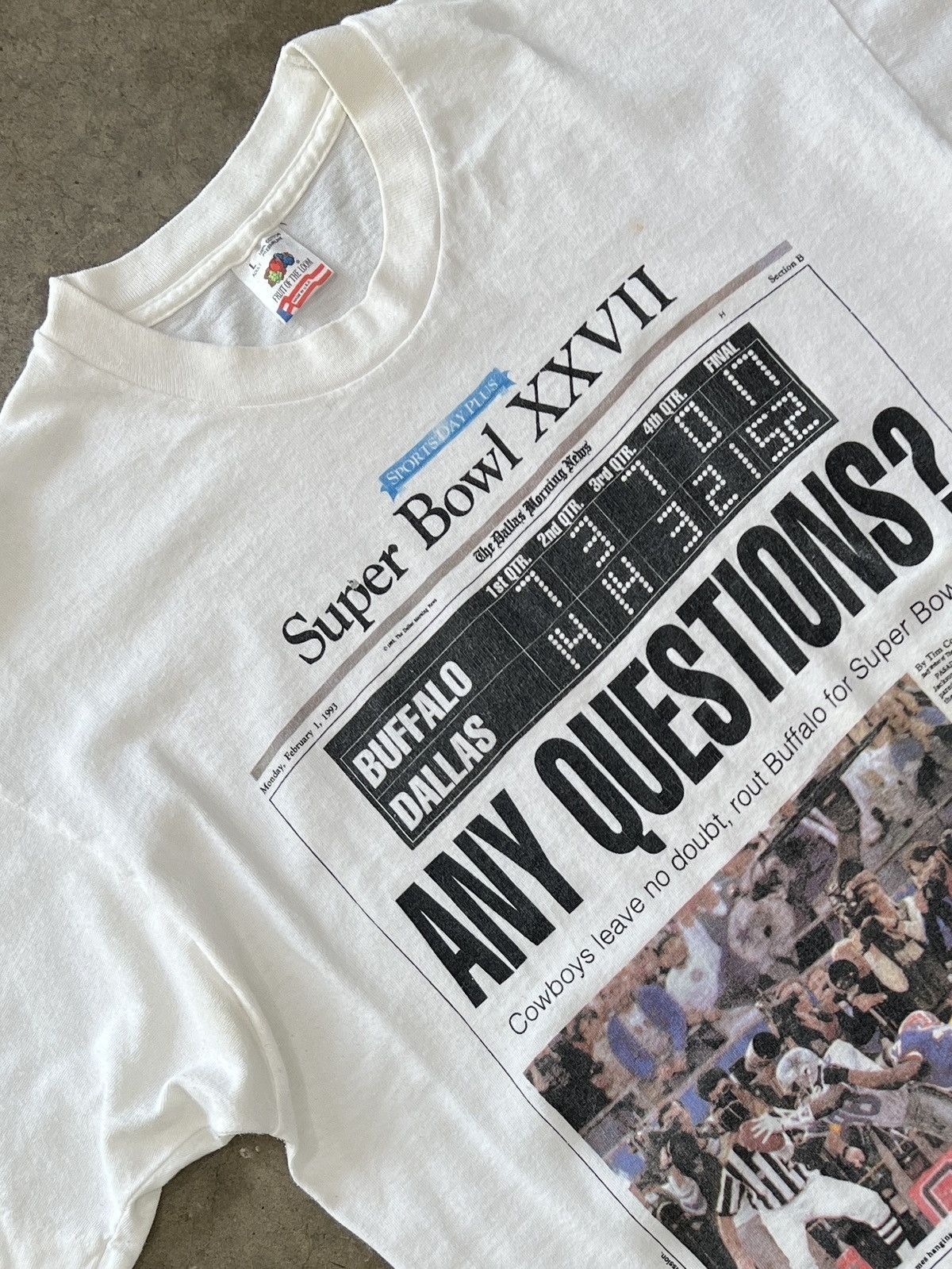 NFL Vintage Super Bowl XXVII Dallas Cowboys Newspaper Tee Large Size US L / EU 52-54 / 3 - 1 Thumbnail