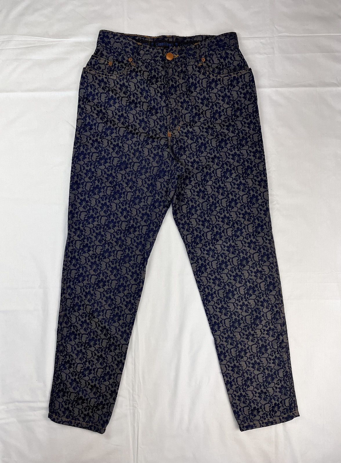 Jean Paul Gaultier 1998 Jean Paul Gaultier Lace Floral Pants Jeans Vintage Size 30" / US 8 / IT 44 - 1 Thumbnail