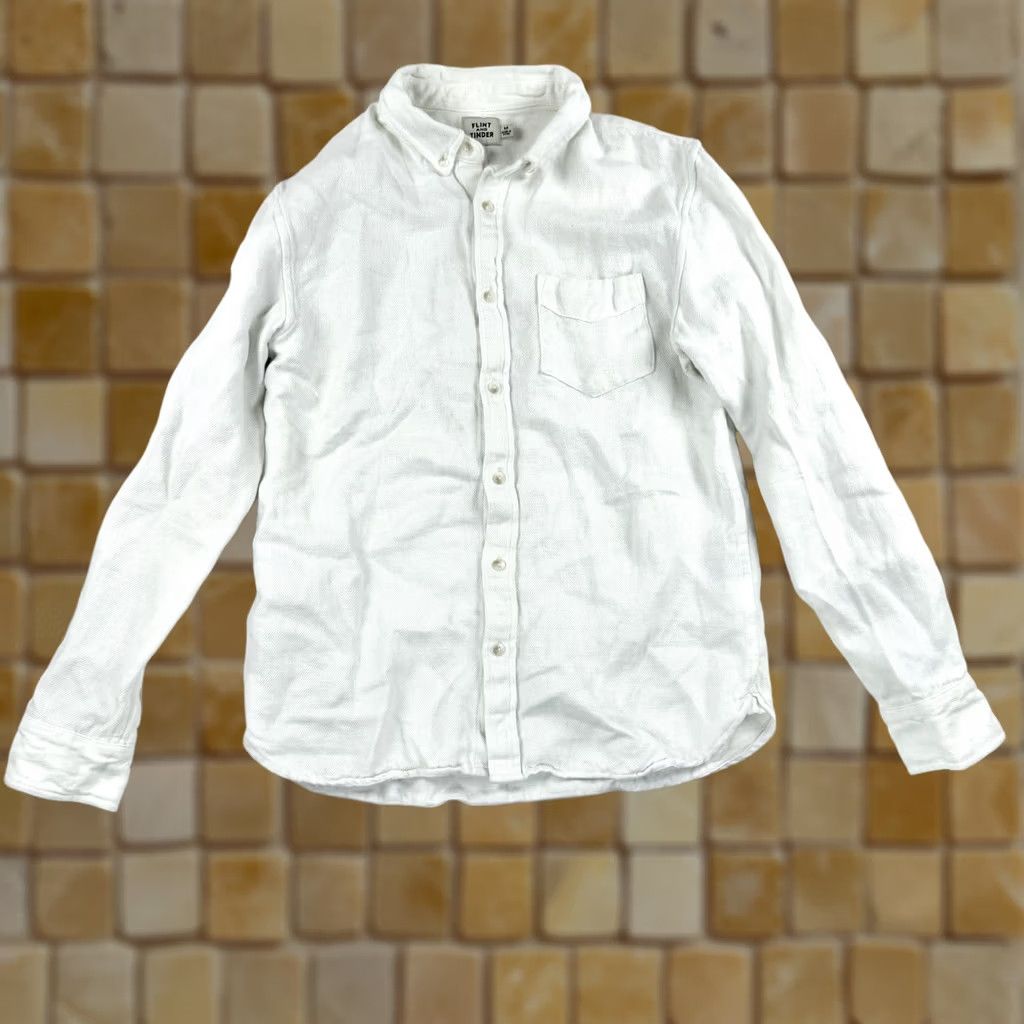 Flint And Tinder Flint And Tinder Shirt Mens Medium Button-Up White Hemp Cotton Long Sleeve Size US M / EU 48-50 / 2 - 1 Thumbnail