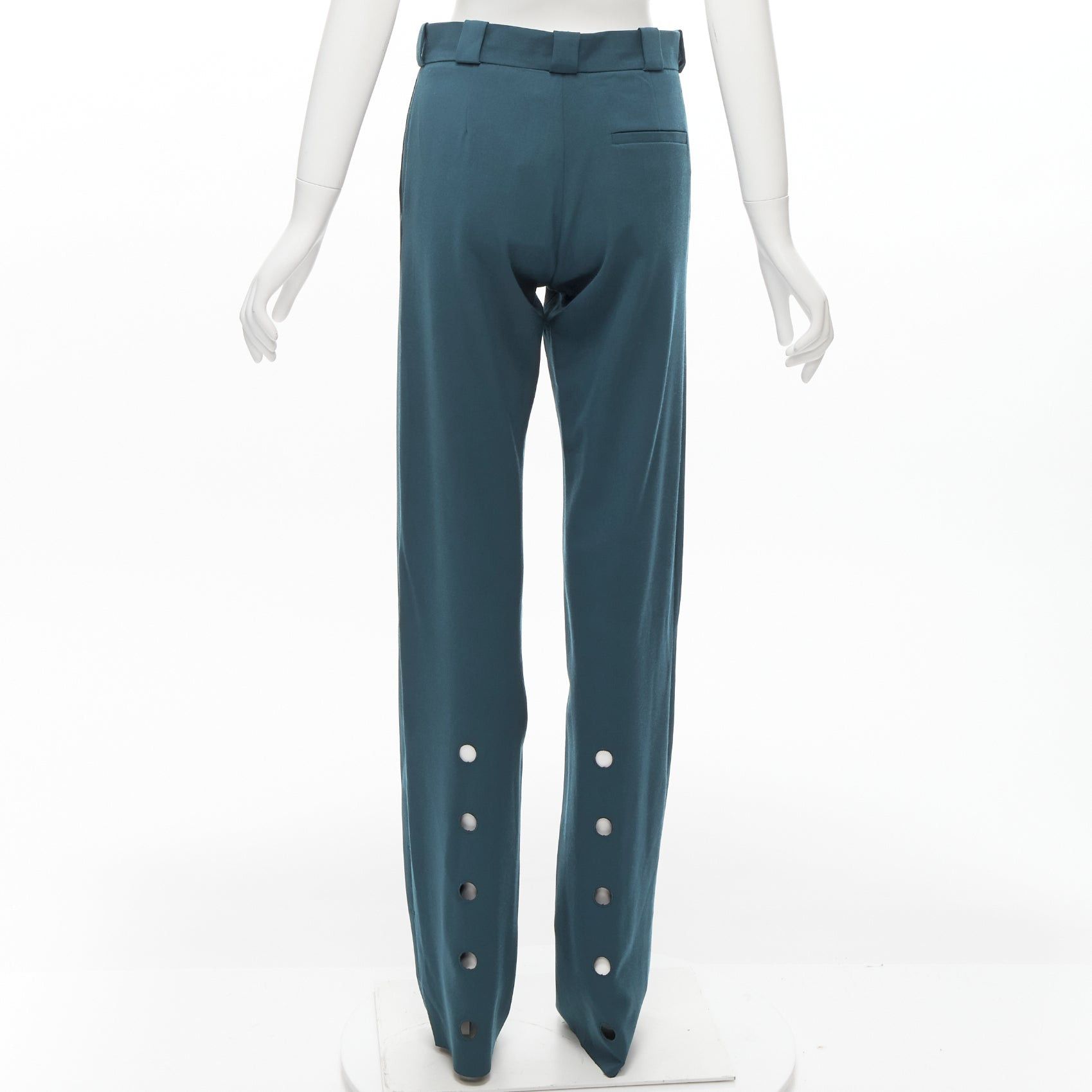 Vetements new VETEMENTS Demna 2019 dark green cut out hole high waisted pants S Size 27" / US 4 / IT 40 - 1 Thumbnail