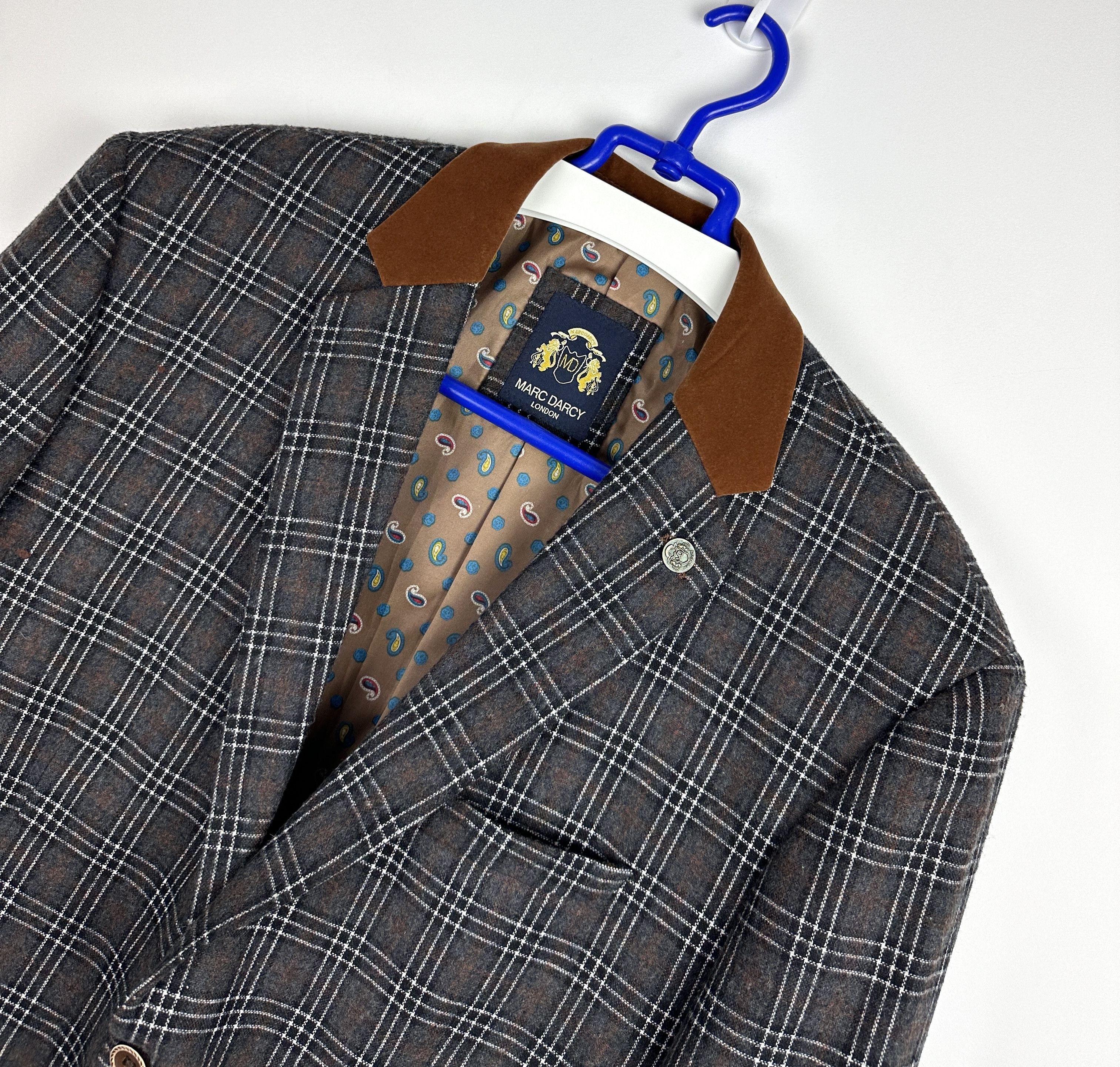 Vintage Marc Darcy woolen tweed checked men blazer jacket Size 48R - 2 Thumbnail
